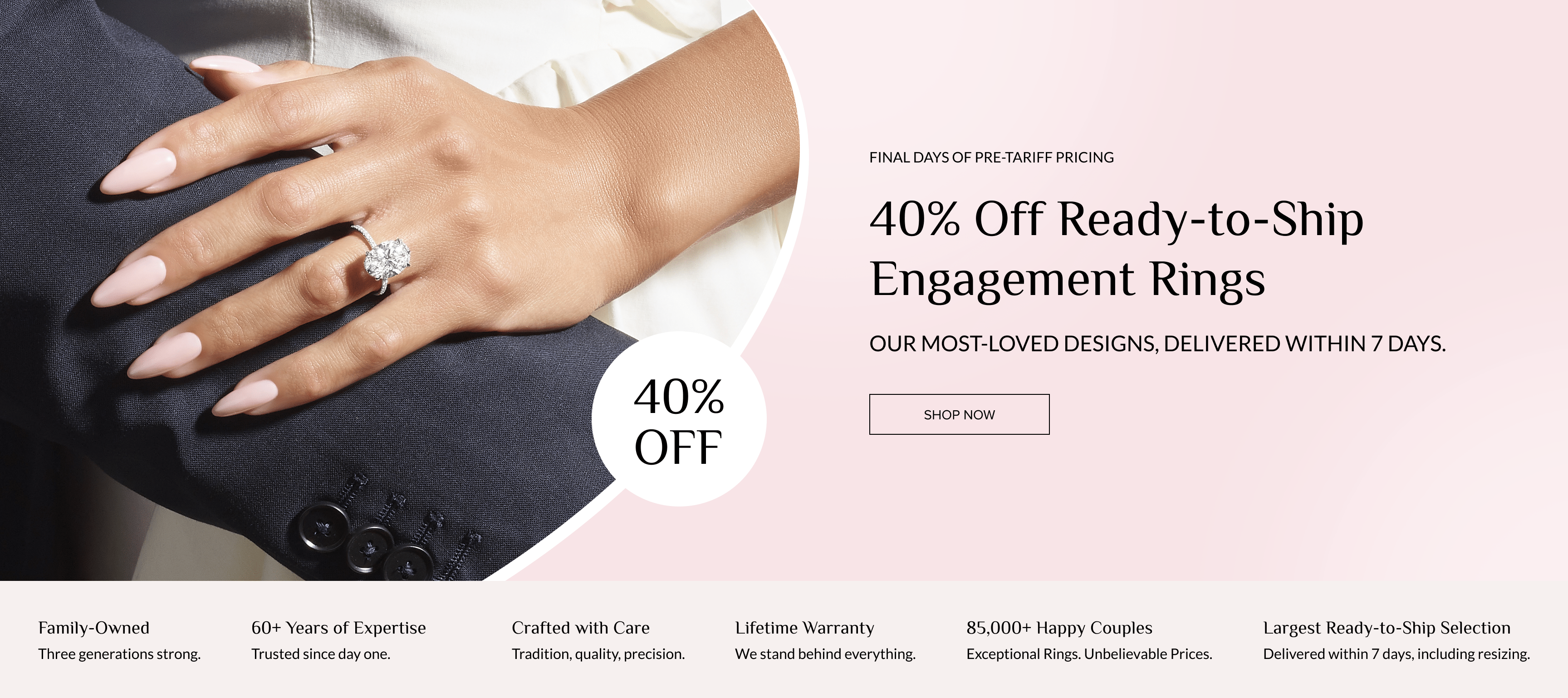 40% off ready-to-ship engagement rings