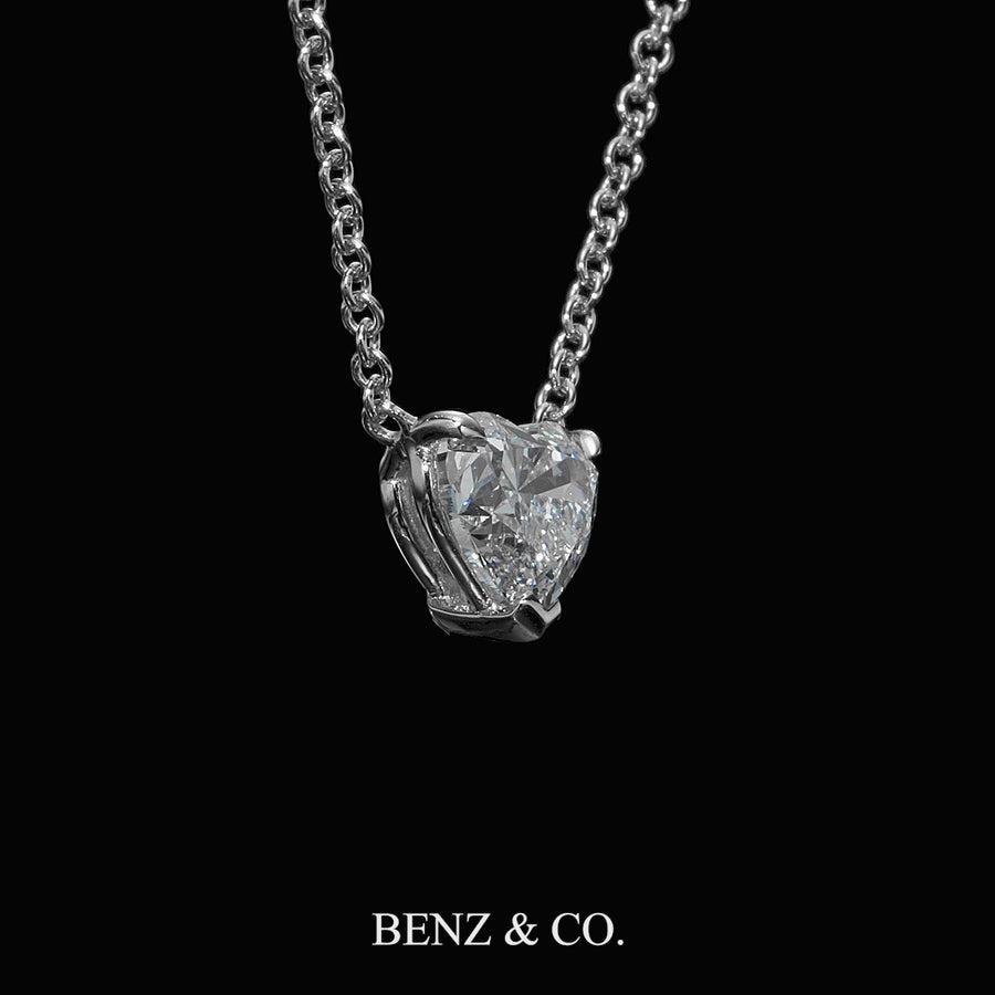 1.00 ct Lab Grown Heart Shape Diamond Solitaire Pendant Necklace