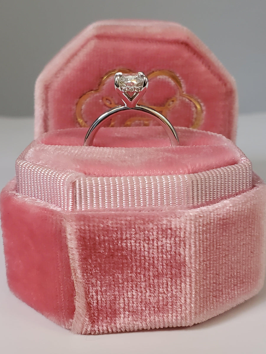 1.15 Carats Elongated Cushion Cut Hidden Halo Diamond Engagement Ring - BenzDiamonds