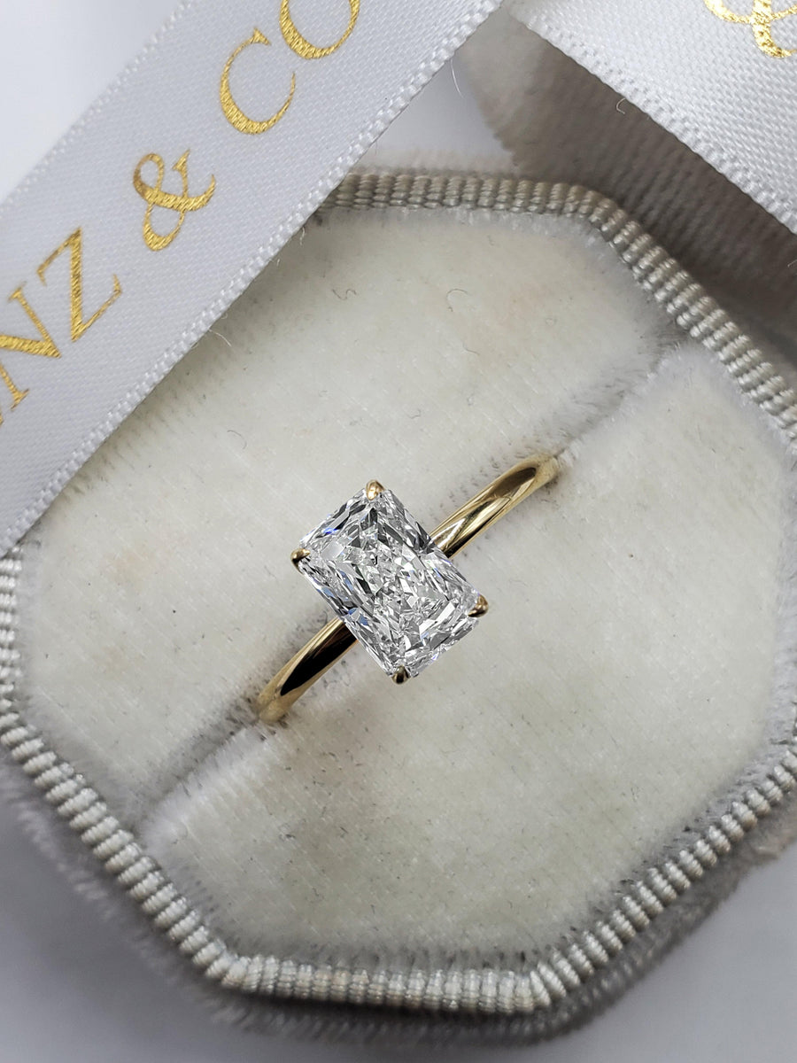 1.41 Carats Radiant Cut Hidden Halo Diamond Engagement Ring - BenzDiamonds