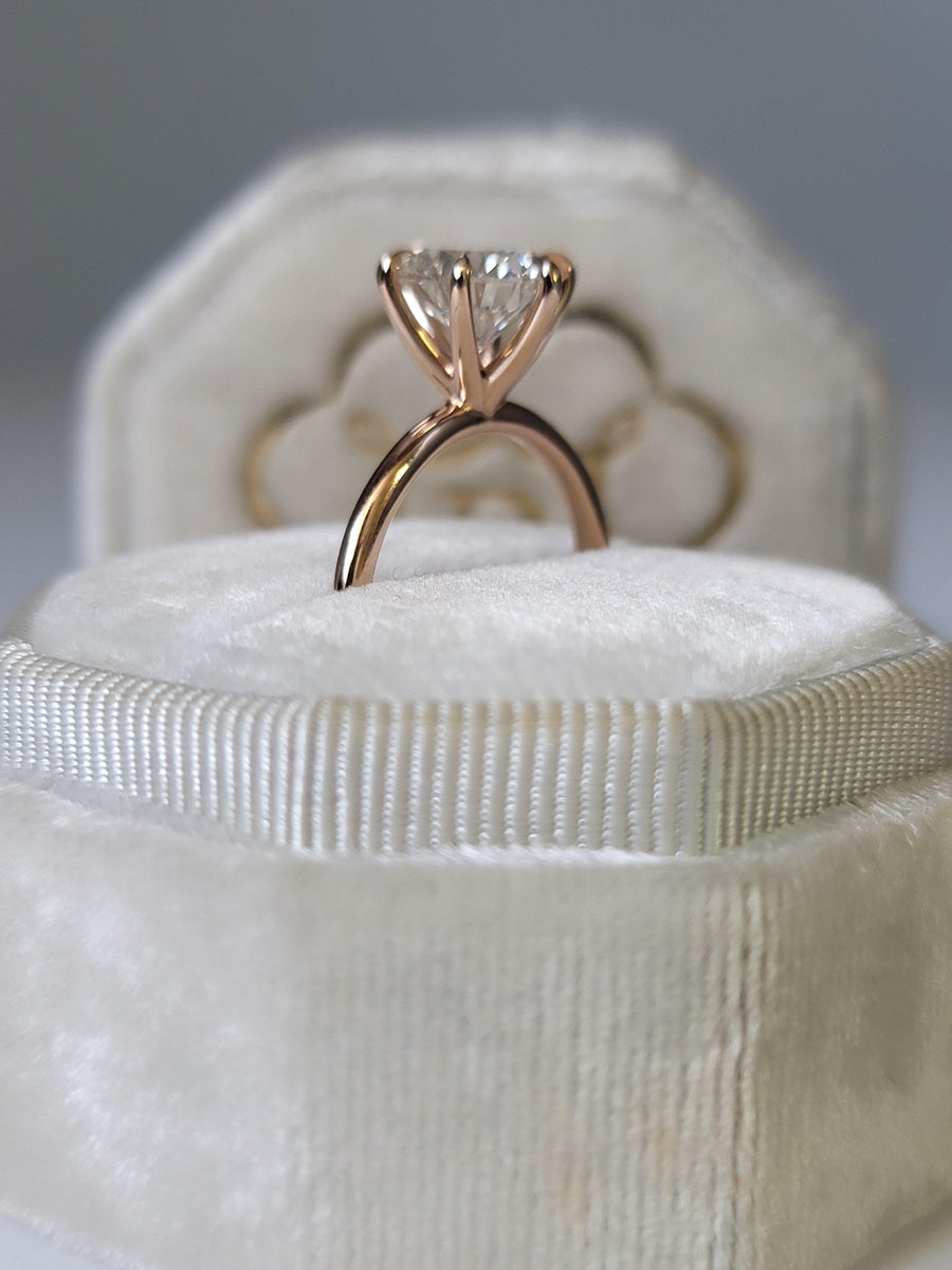 2.01 Carats Lab Grown Round Brilliant Cut Solitaire Diamond Engagement Ring in Rose Gold - BenzDiamonds