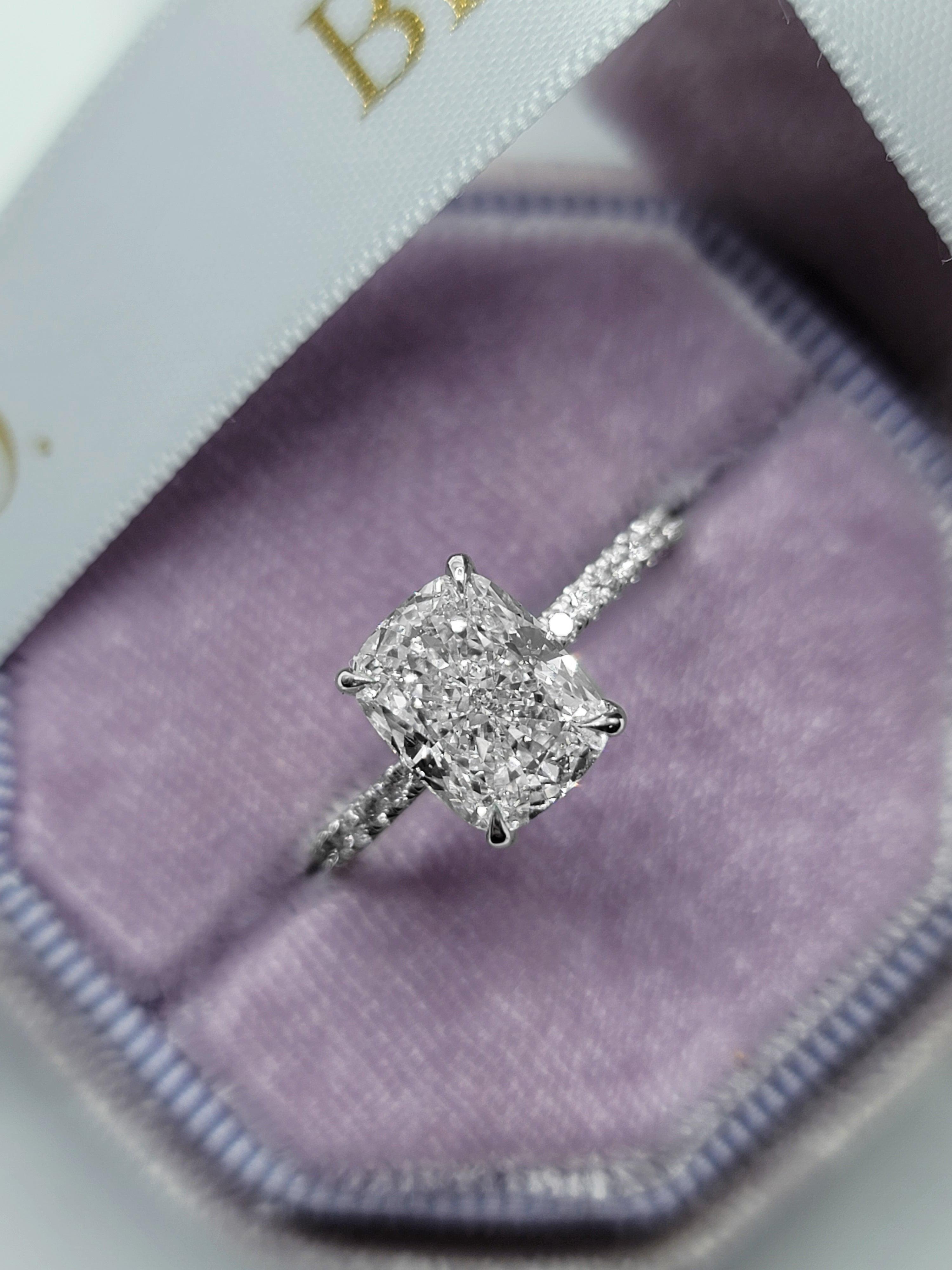 3 carat elongated cushion cut diamond ring Clearance