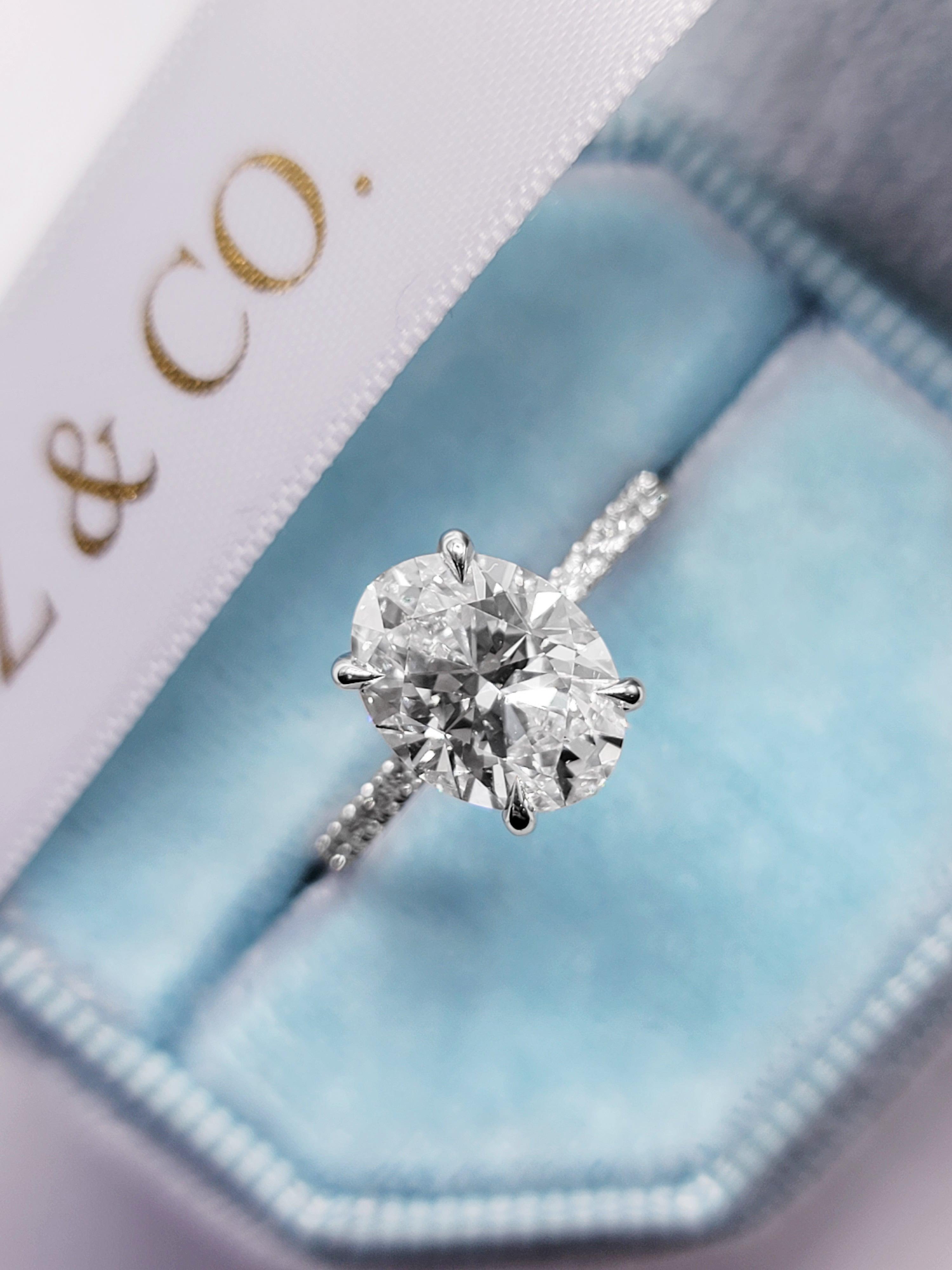 3 Carats Lab Grown Oval Cut Micropaved Side Stones Hidden Halo Diamond