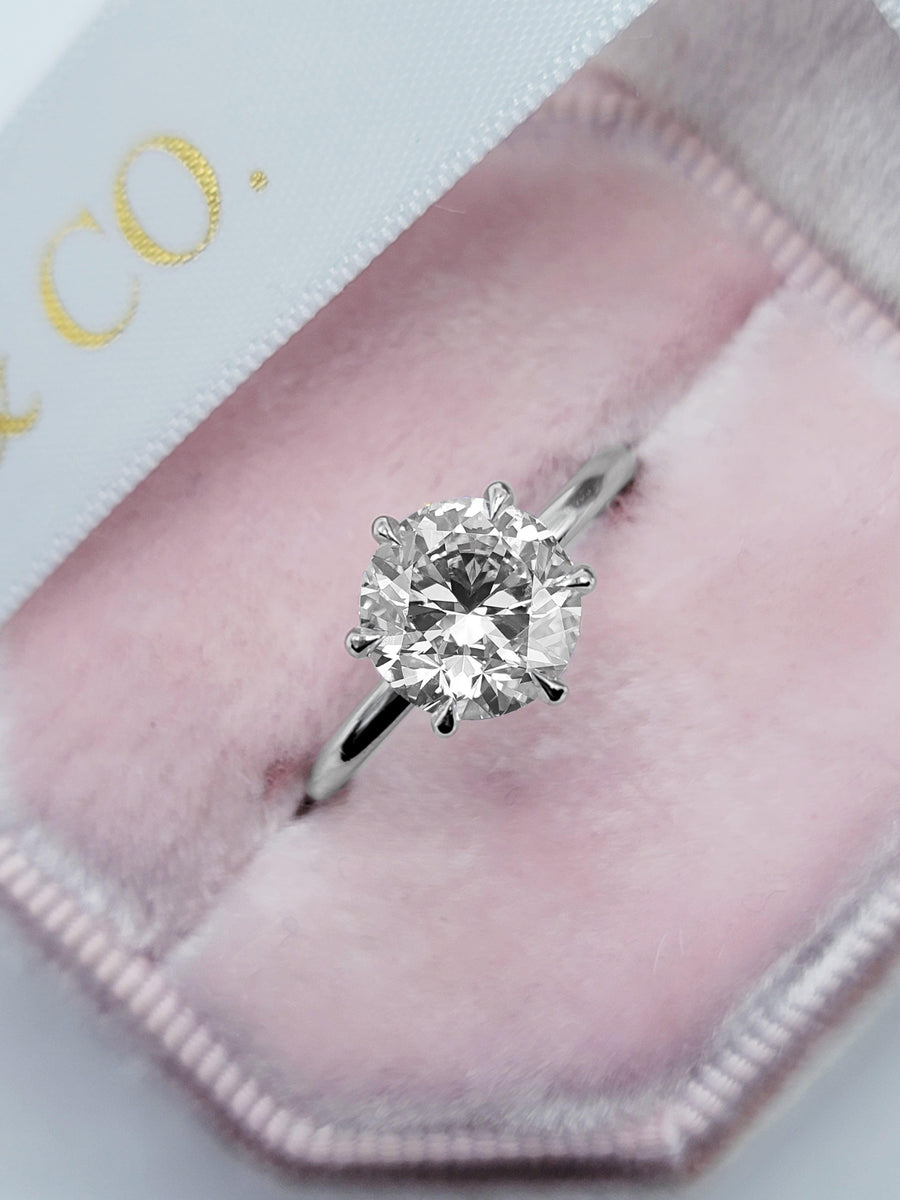 2.01 Carats Lab Grown Round Brilliant Cut Solitaire Diamond Engagement Ring in White Gold - BenzDiamonds
