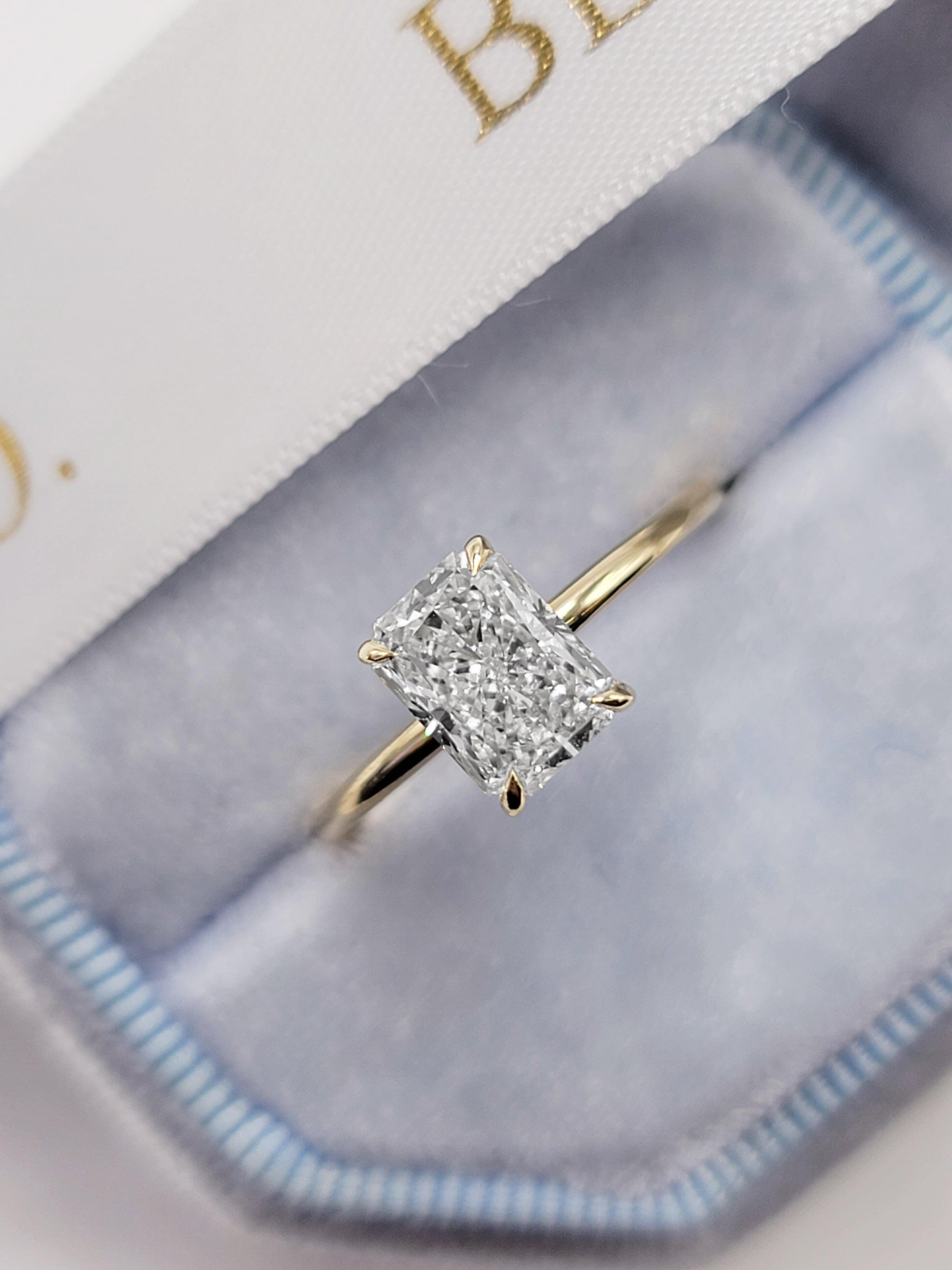 1.52 Carat Lab Grown Solitaire Radiant Cut Diamond Engagement Ring - BenzDiamonds