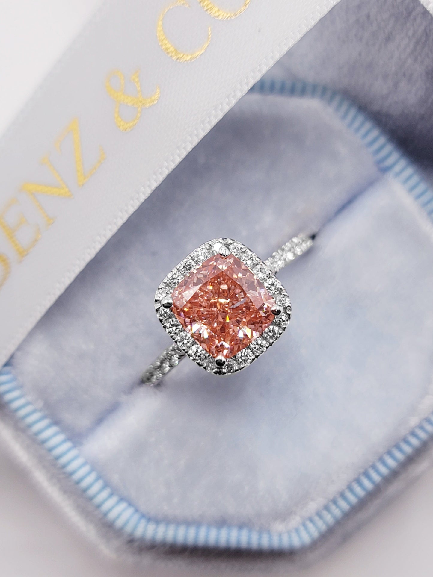 Diamond ring in a velvet box.