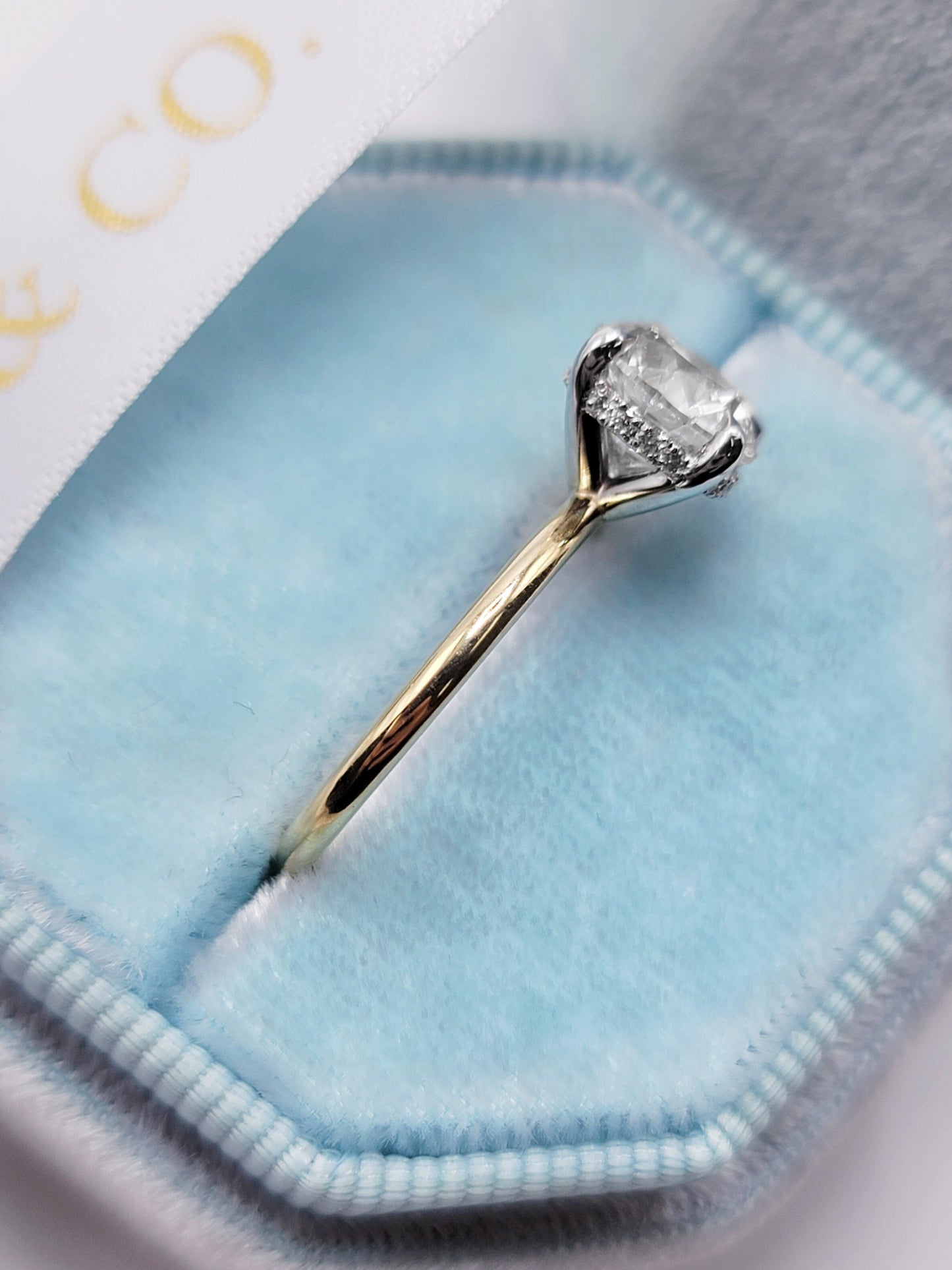 2.15 Carats Lab Grown Round Brilliant Cut Two Tone Solitaire Hidden Halo Diamond Engagement Ring - BenzDiamonds