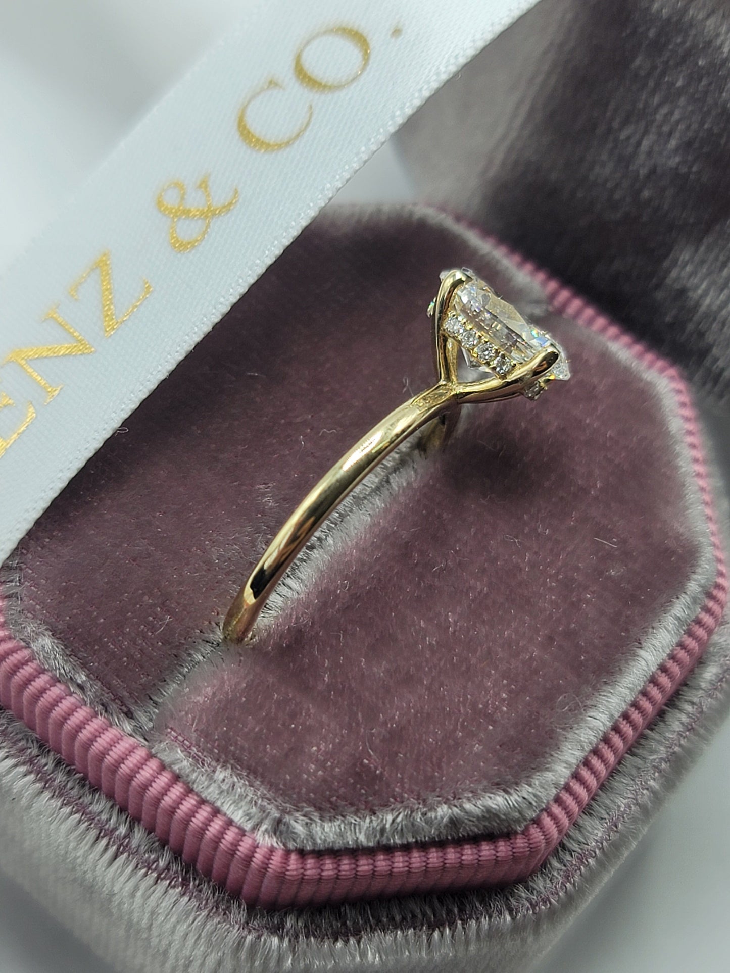 Diamond ring in a velvet box.