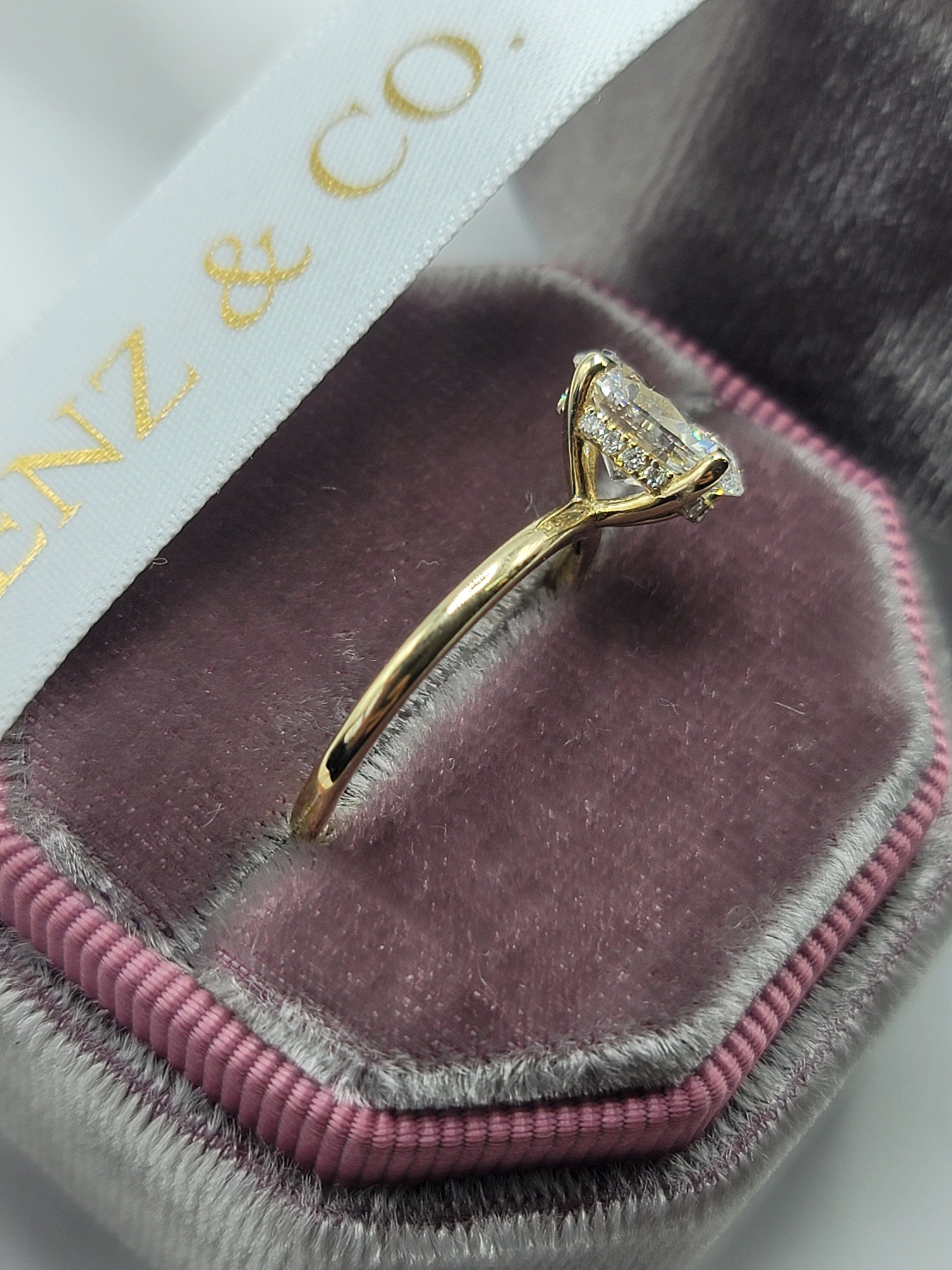 Diamond ring in a velvet box.
