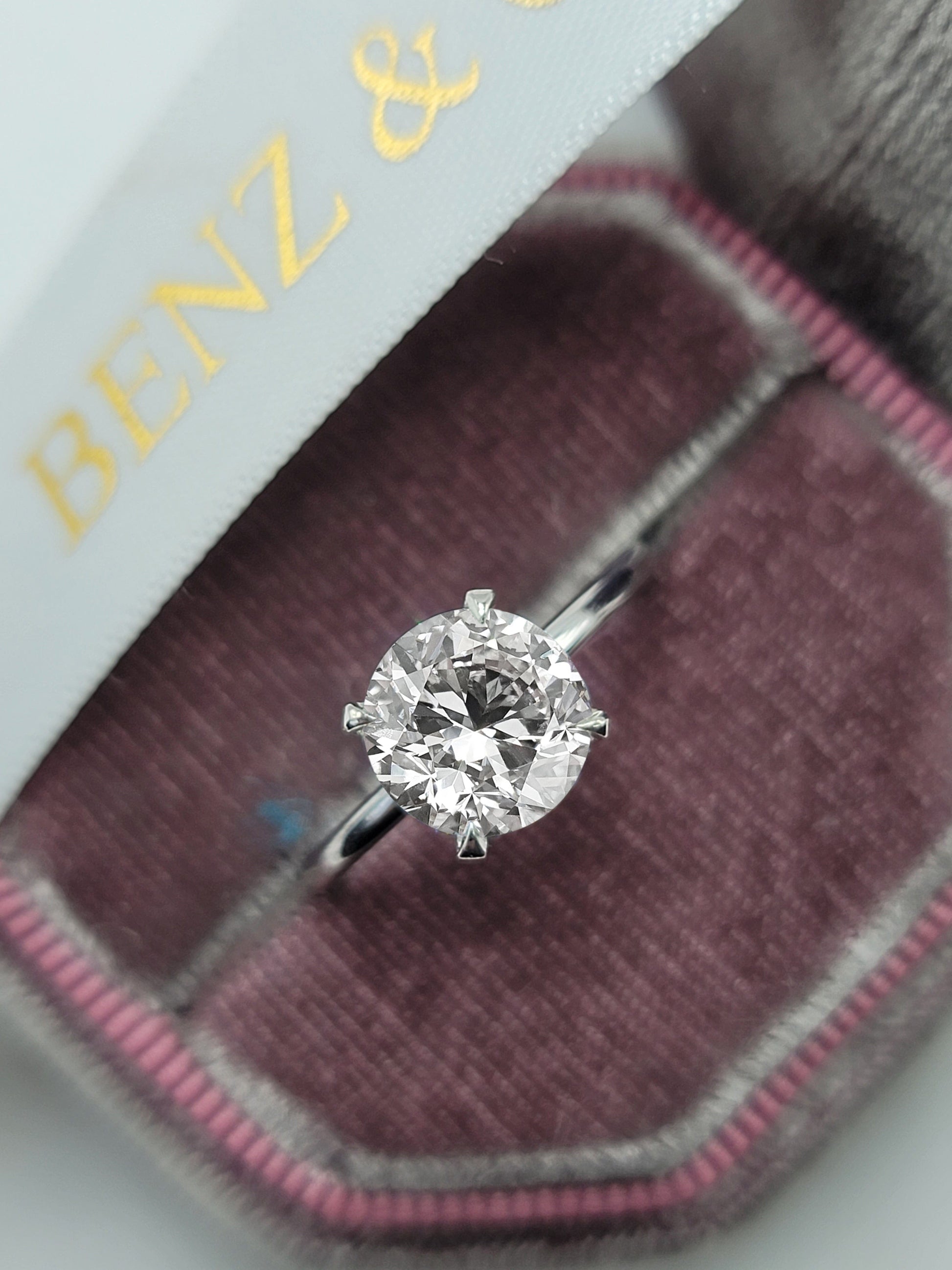 Diamond ring in a velvet box.