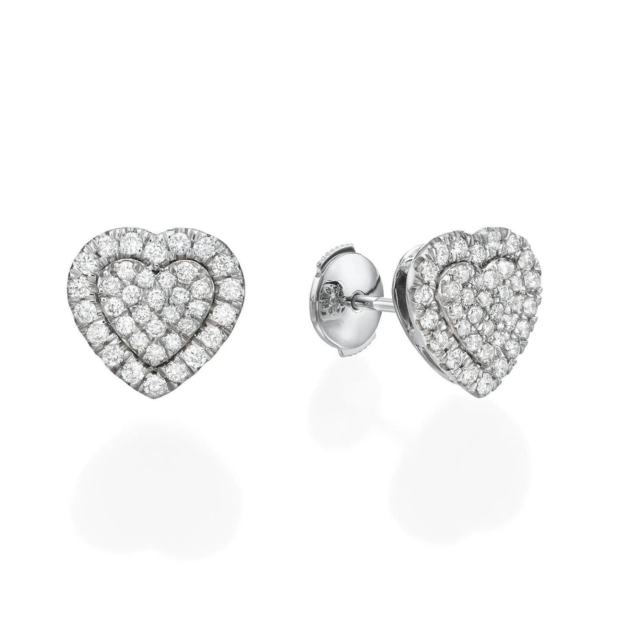 Big Heart Shaped Diamond Cluster Earrings - BenzDiamonds