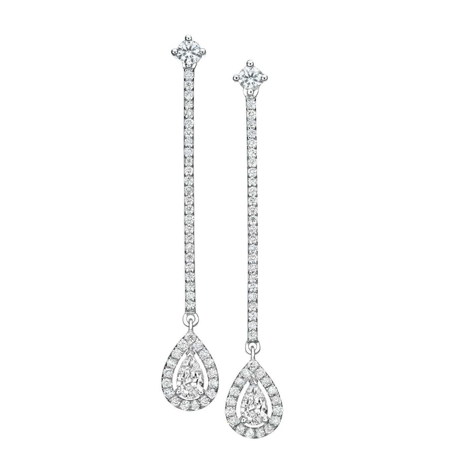 Pearfection Collection - 1.15 ct Drop Earrings of Diamonds in 18K White Gold - BenzDiamonds