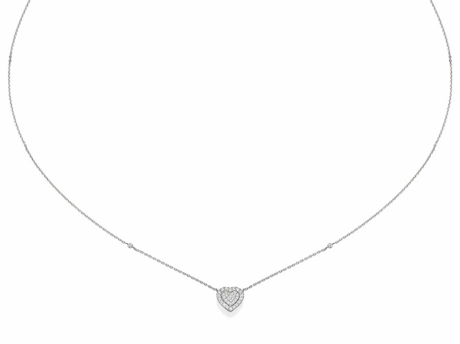 Big Heart Shaped Diamond Cluster Pendant Necklace - BenzDiamonds