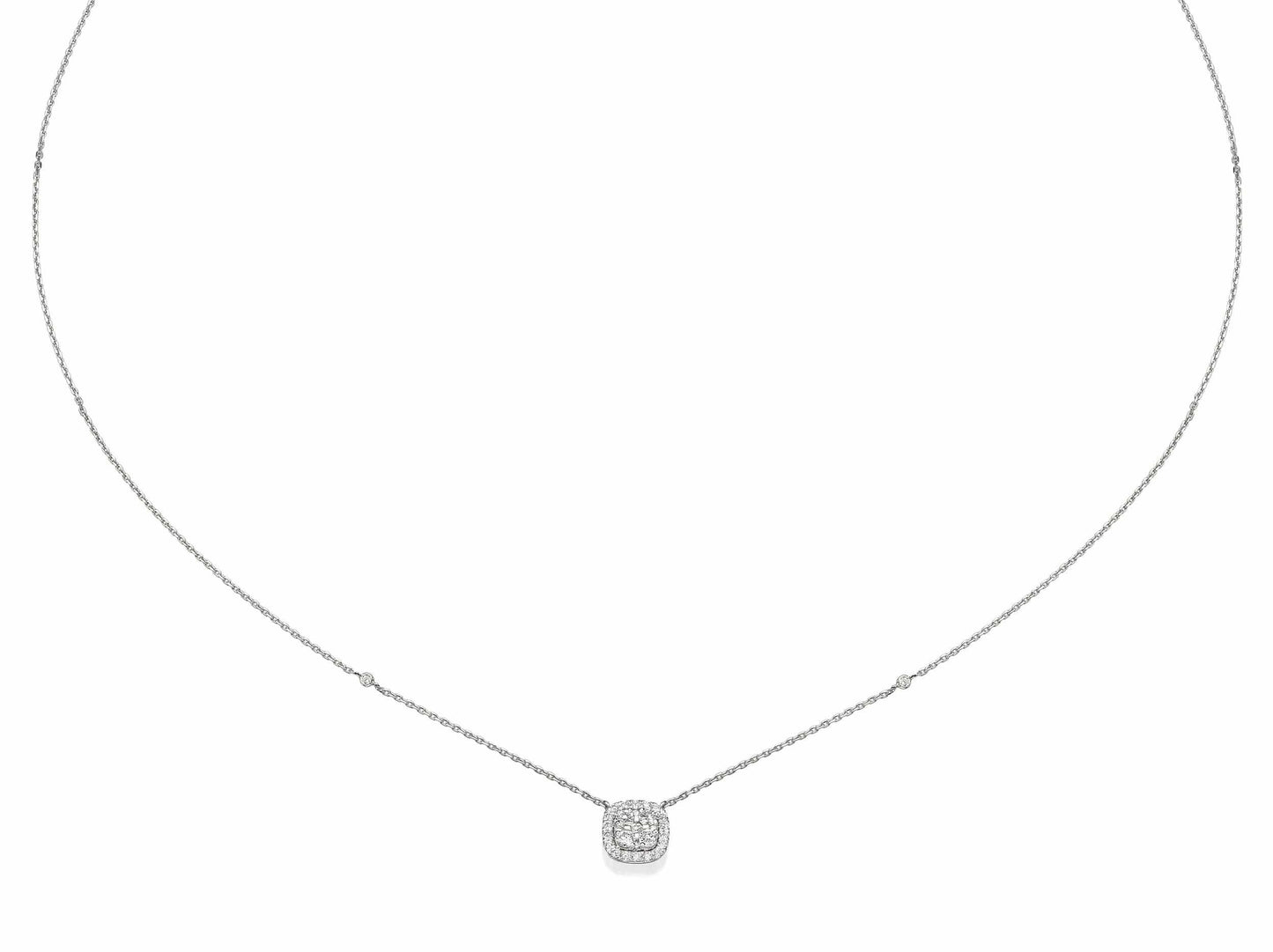 Big Cushion Shaped Diamond Cluster Pendant Necklace - BenzDiamonds