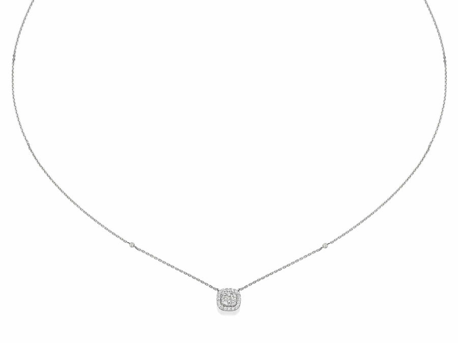 Big Cushion Shaped Diamond Cluster Pendant Necklace - BenzDiamonds