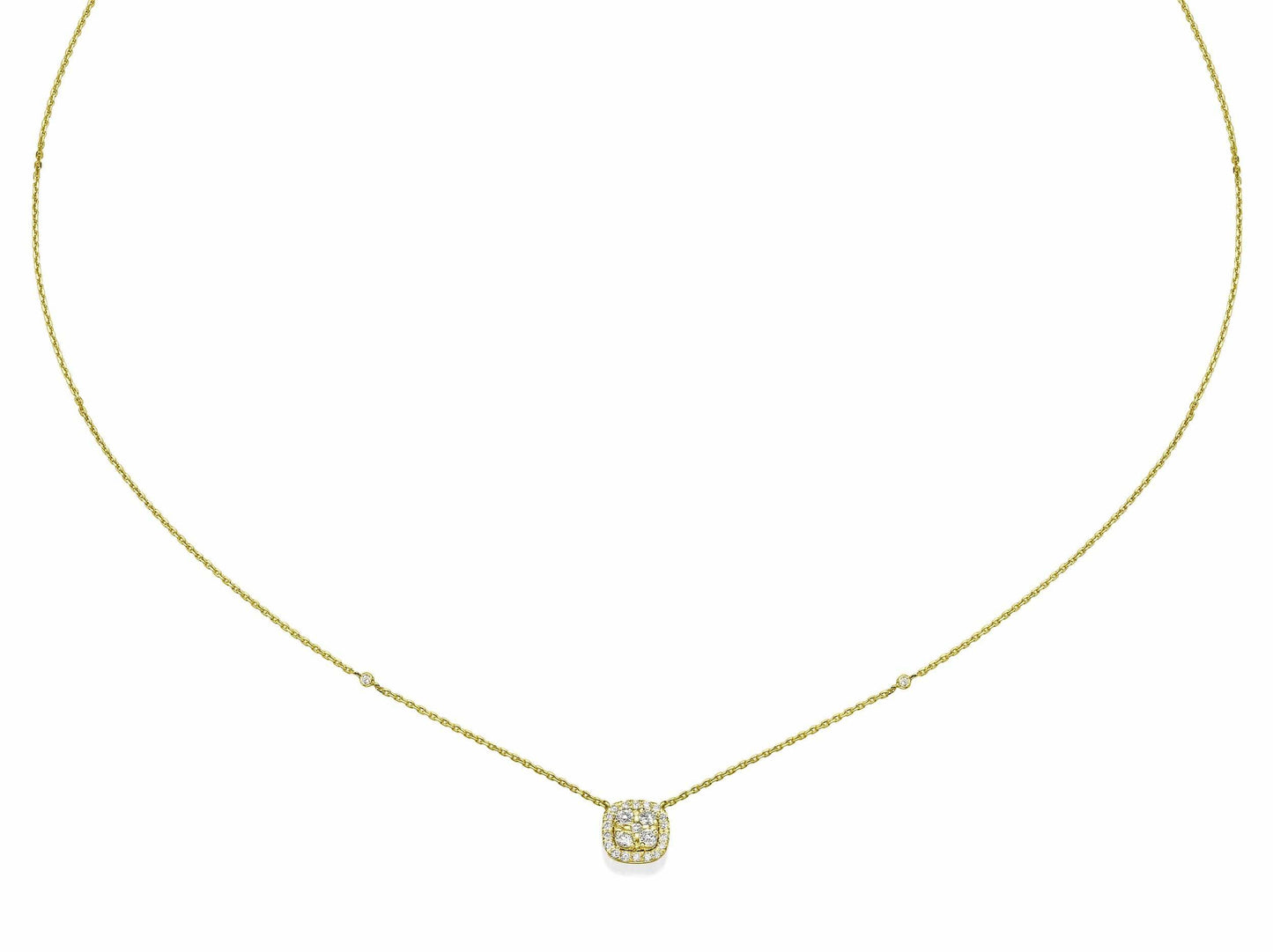 Big Cushion Shaped Diamond Cluster Pendant Necklace - BenzDiamonds