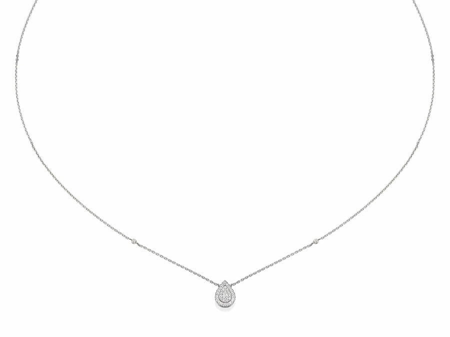 Pear Shaped Diamond Cluster Pendant Necklace - BenzDiamonds