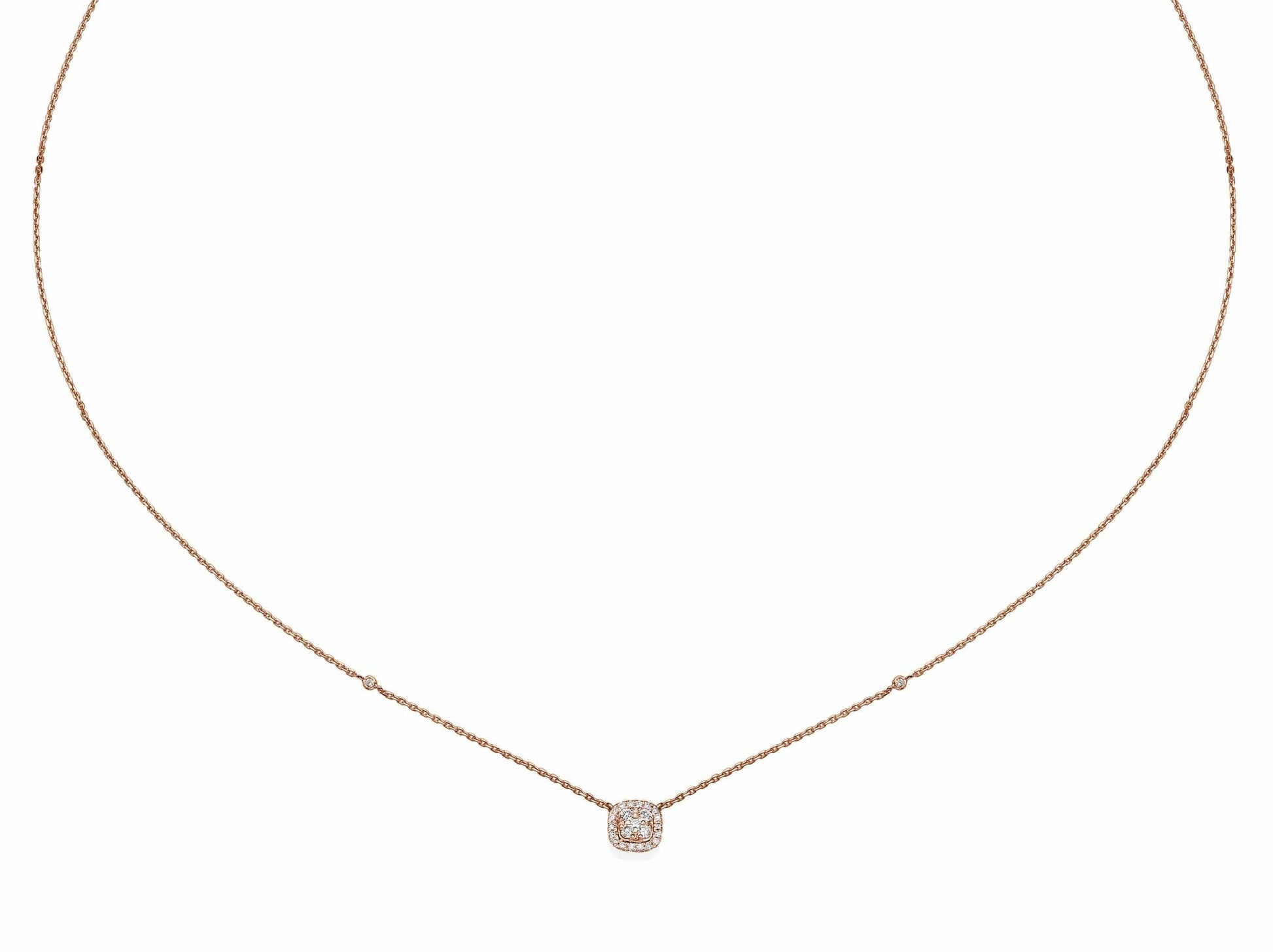 Cushion Shaped Diamond Cluster Pendant Necklace - BenzDiamonds