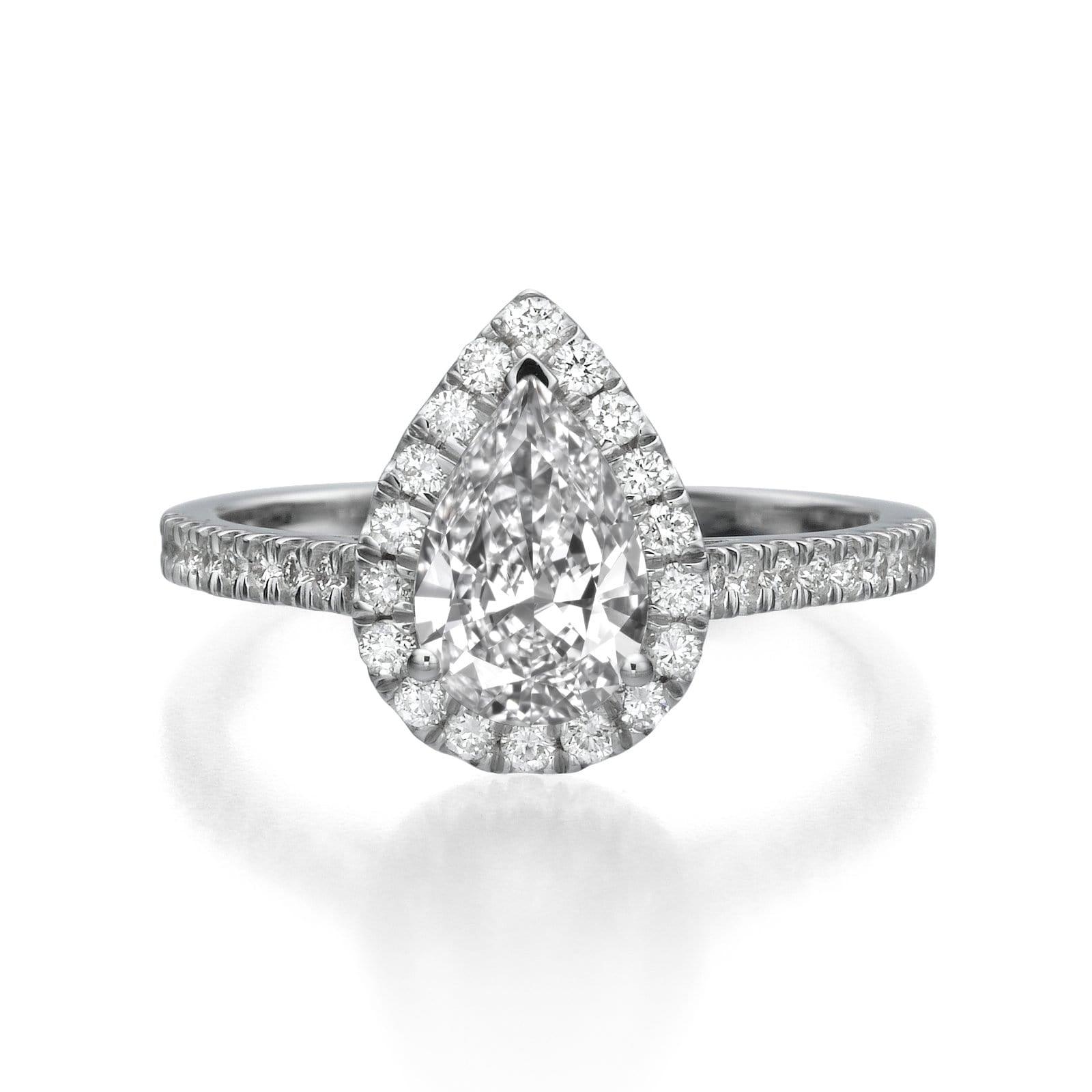1.45 ct Pear Shaped Diamond Engagement Ring - BenzDiamonds