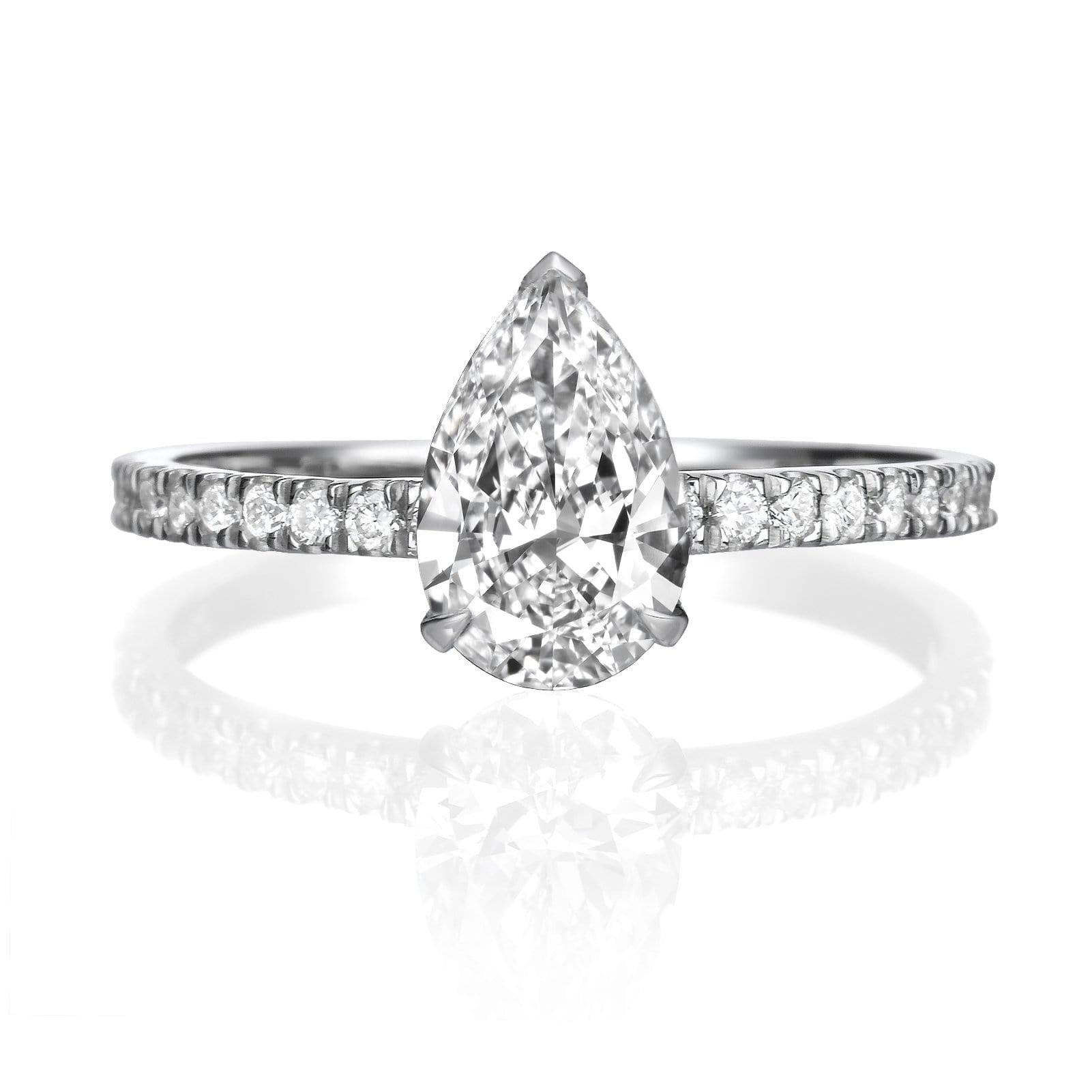 1.52 ct Pear Shaped Diamond Engagement Ring - BenzDiamonds