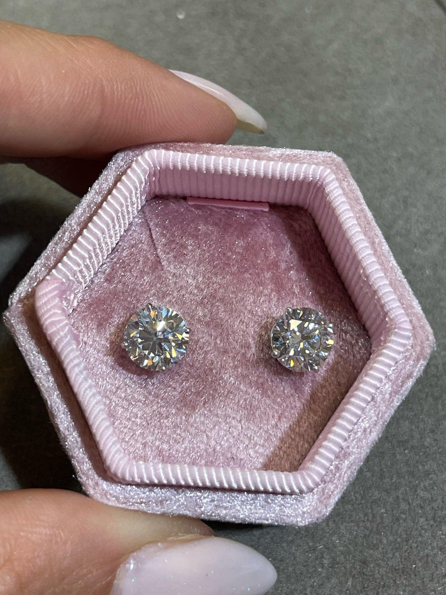 Classic Lab Grown Round Brilliant Cut Diamond Stud Earrings - BenzDiamonds