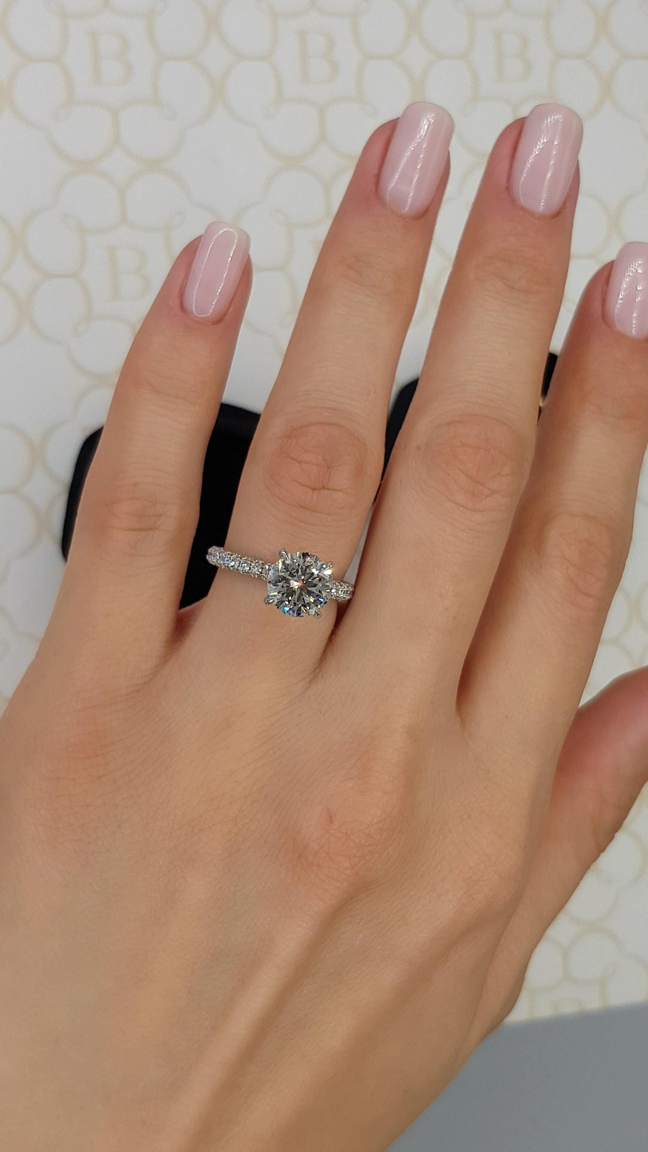 Trio micropavé diamond engagement ring Clearance