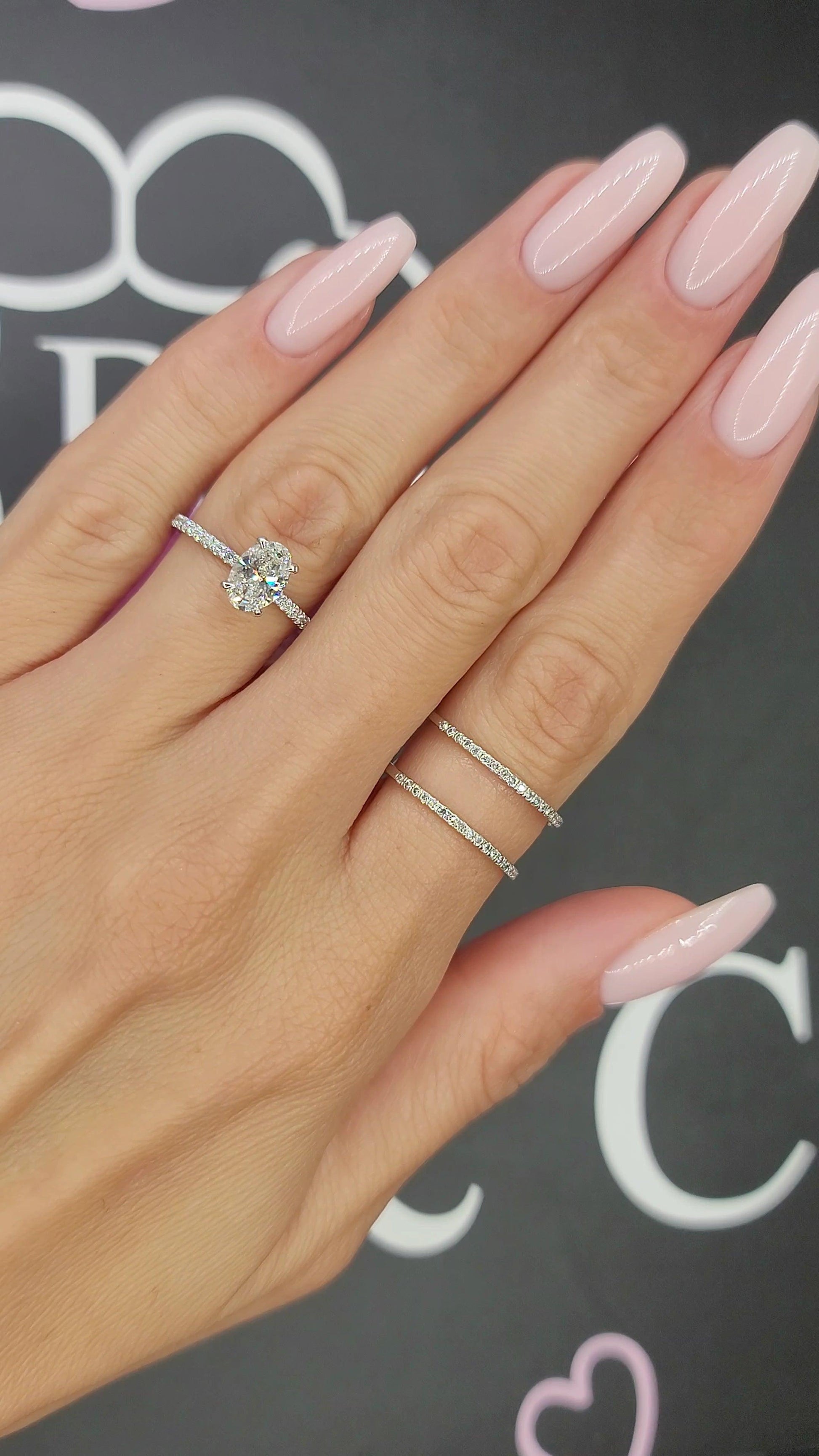 1.50 Carats Lab Grown Oval Cut Micropaved Side Stones Hidden Halo Diamond Engagement Ring - BenzDiamonds