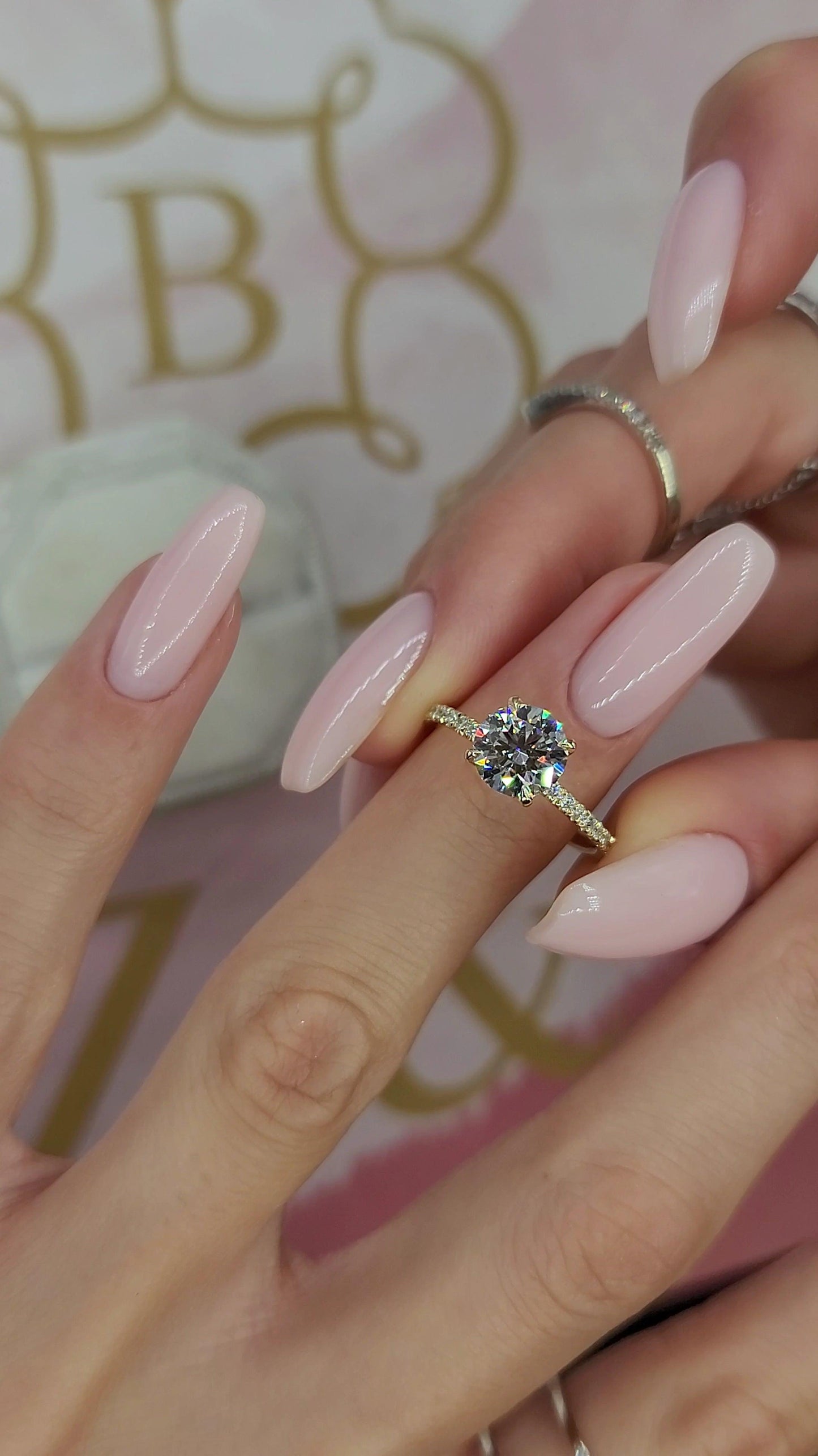 2 Carats Lab Grown Round Brilliant Cut Micropave Side Stones Hidden Halo Diamond Engagement Ring - BenzDiamonds