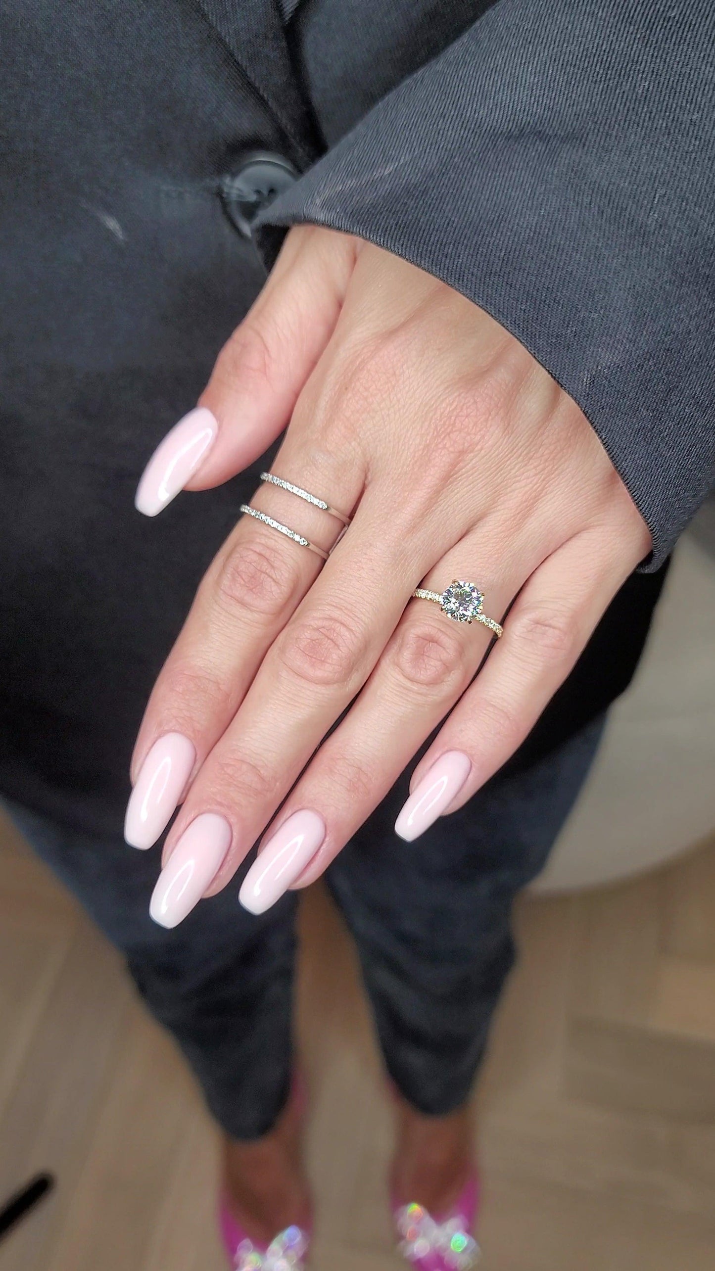 2 Carats Lab Grown Round Brilliant Cut Micropave Side Stones Hidden Halo Diamond Engagement Ring - BenzDiamonds