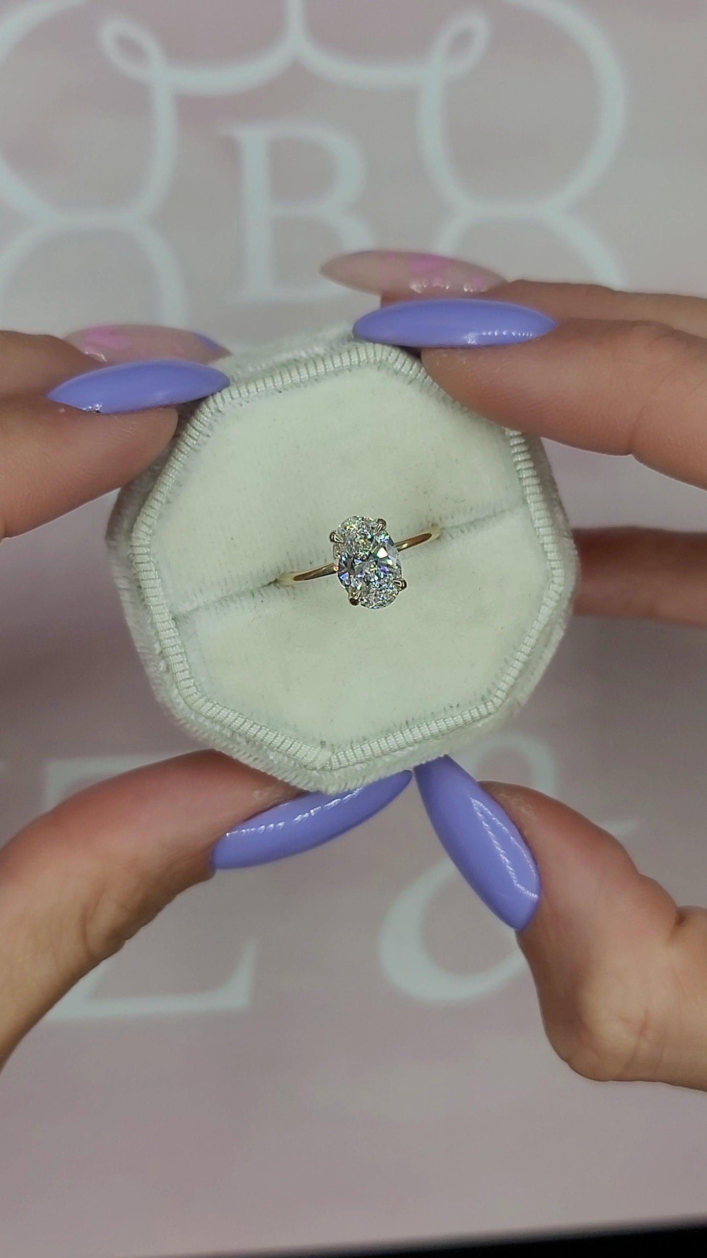1.70 Carats Lab Grown Oval Cut Two Tone Solitaire Hidden Halo Diamond Engagement Ring - BenzDiamonds