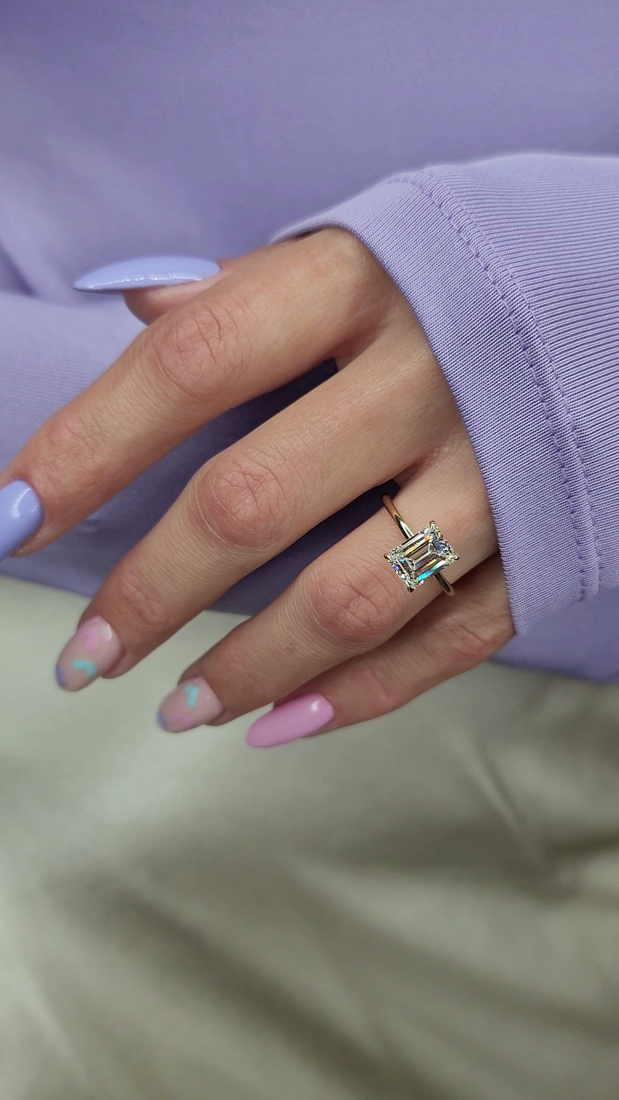 2.50 Carats Lab Grown Emerald Cut Solitaire Diamond Engagement Ring - BenzDiamonds