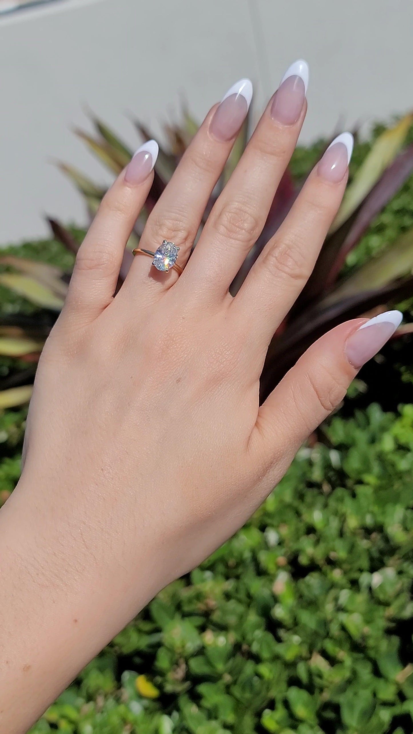 2.19 Carats Lab Grown Oval Cut Two Tone Solitaire Hidden Halo Diamond Engagement Ring - BenzDiamonds