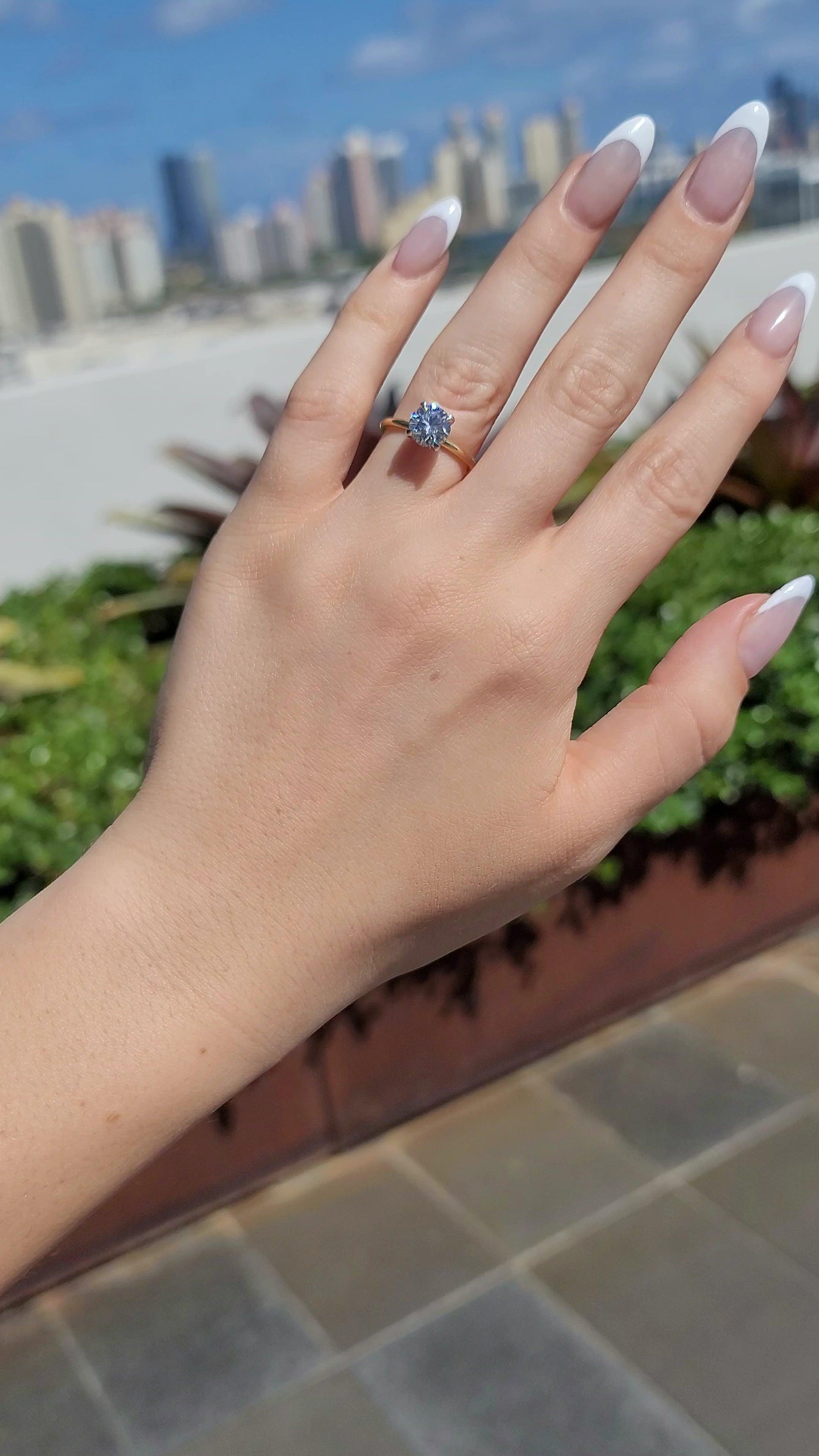 1.70 Carats Lab Grown Round Brilliant Cut Two Tone Solitaire Hidden Halo Diamond Engagement Ring - BenzDiamonds