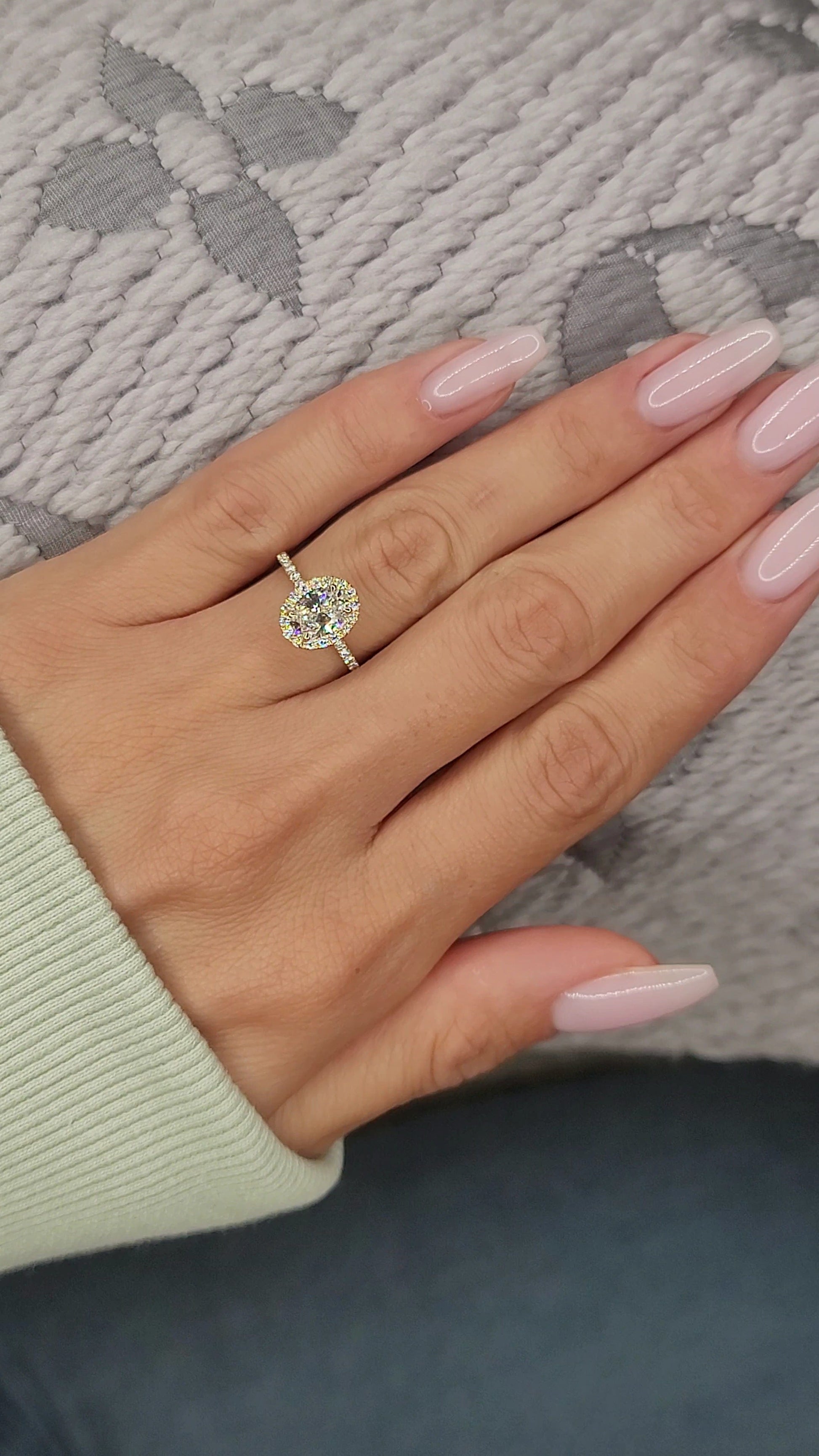 Engagement ring on hand, captured Jan 29, 2023