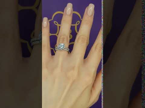 2.50 Carats Round Brilliant Cut Micropave Side Stones Hidden Halo Diamond Engagement Bridal Set