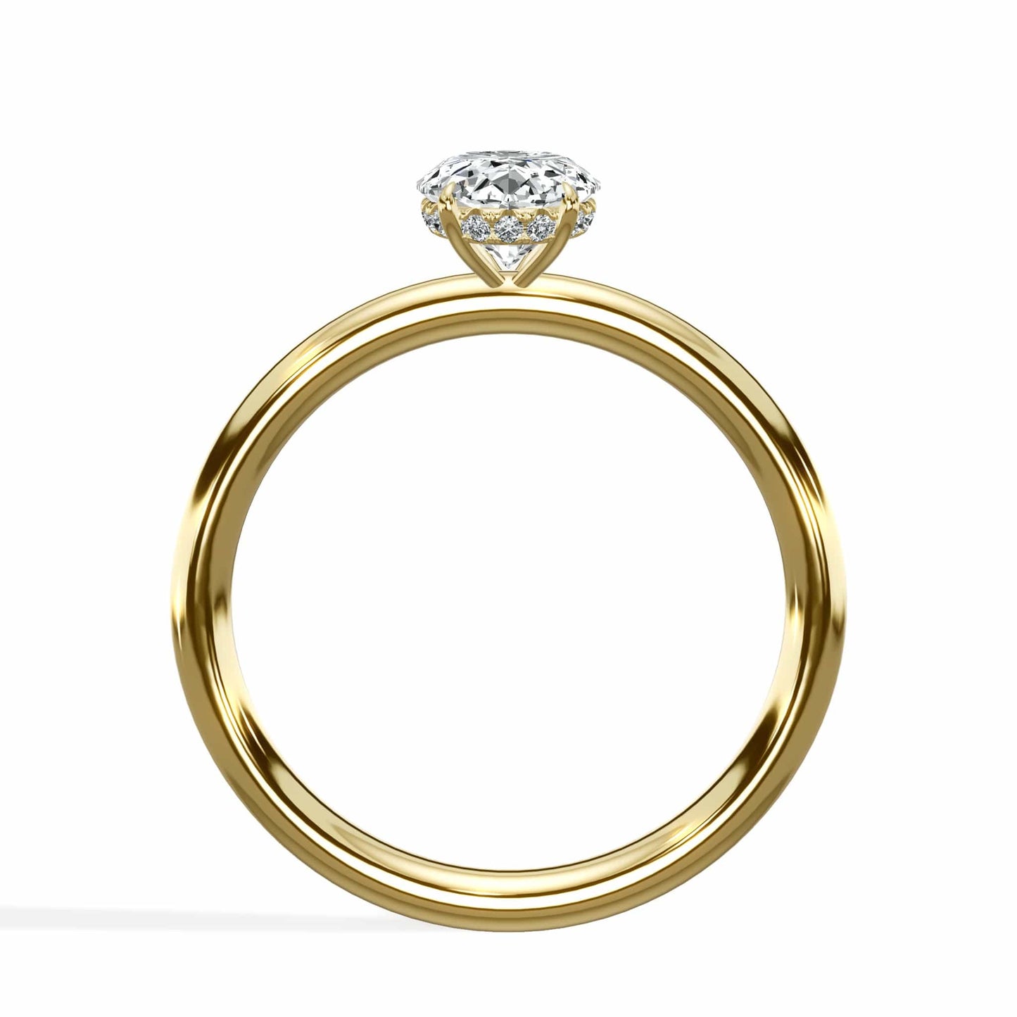 1.18 Carats Lab Grown Oval Cut Solitaire Hidden Halo Diamond Engagement Ring Yellow Gold