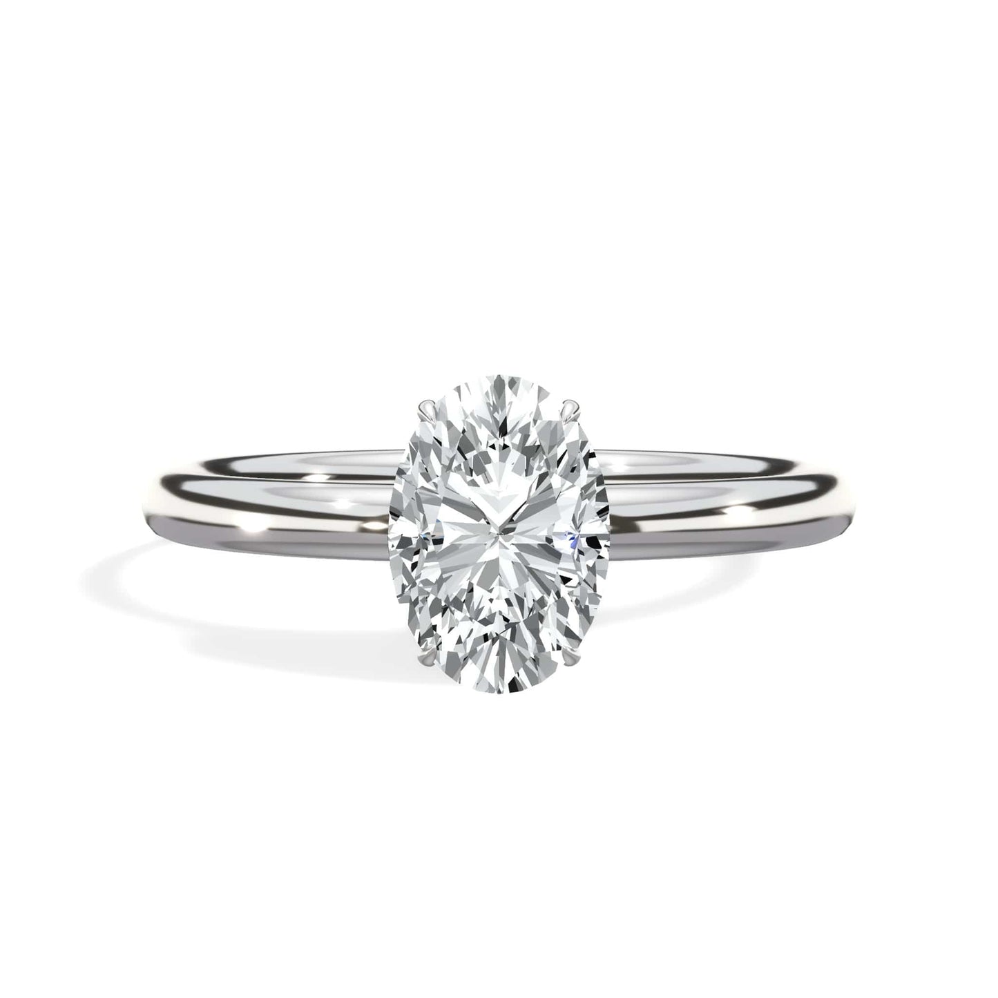 1.10 Carats Lab Grown Oval Cut Solitaire Hidden Halo Diamond Engagement Ring