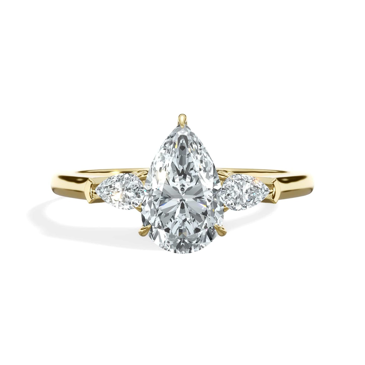 1.28 Carats Lab Grown Pear Shape with Pear Shape Side Stones Diamond Engagement Ring