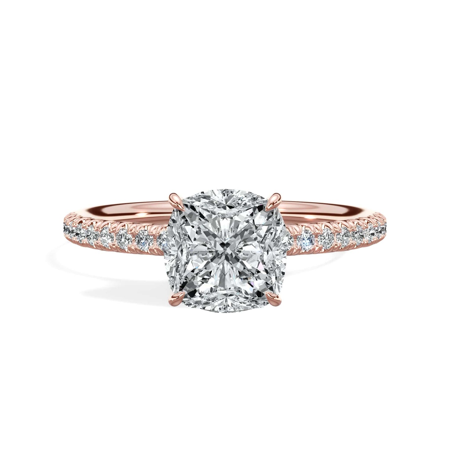 1.61 Carats Cushion Cut Micropave Side Stones Hidden Halo Diamond Engagement Ring