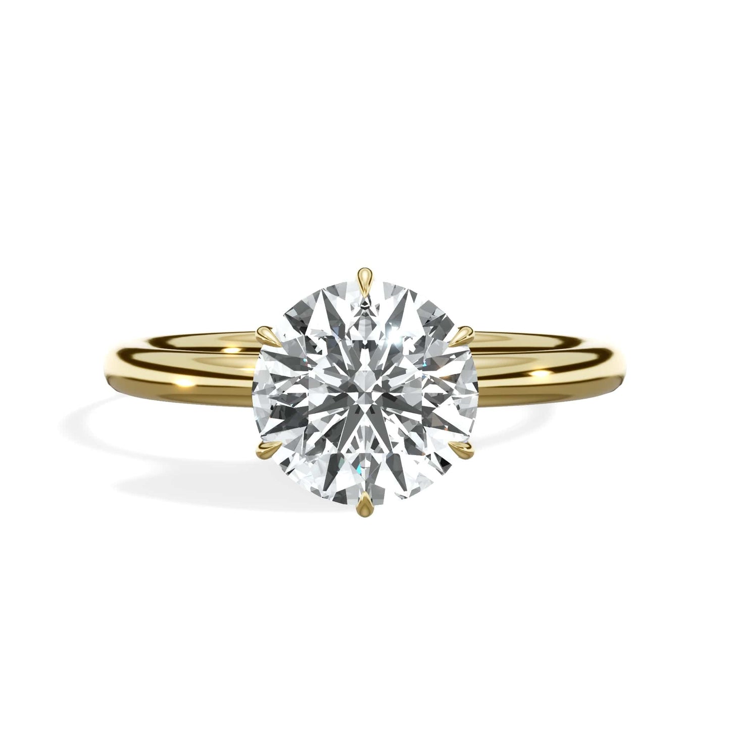 1.50 Carat Round Brilliant Cut Six Prongs Diamond Engagement Ring in Yellow Gold