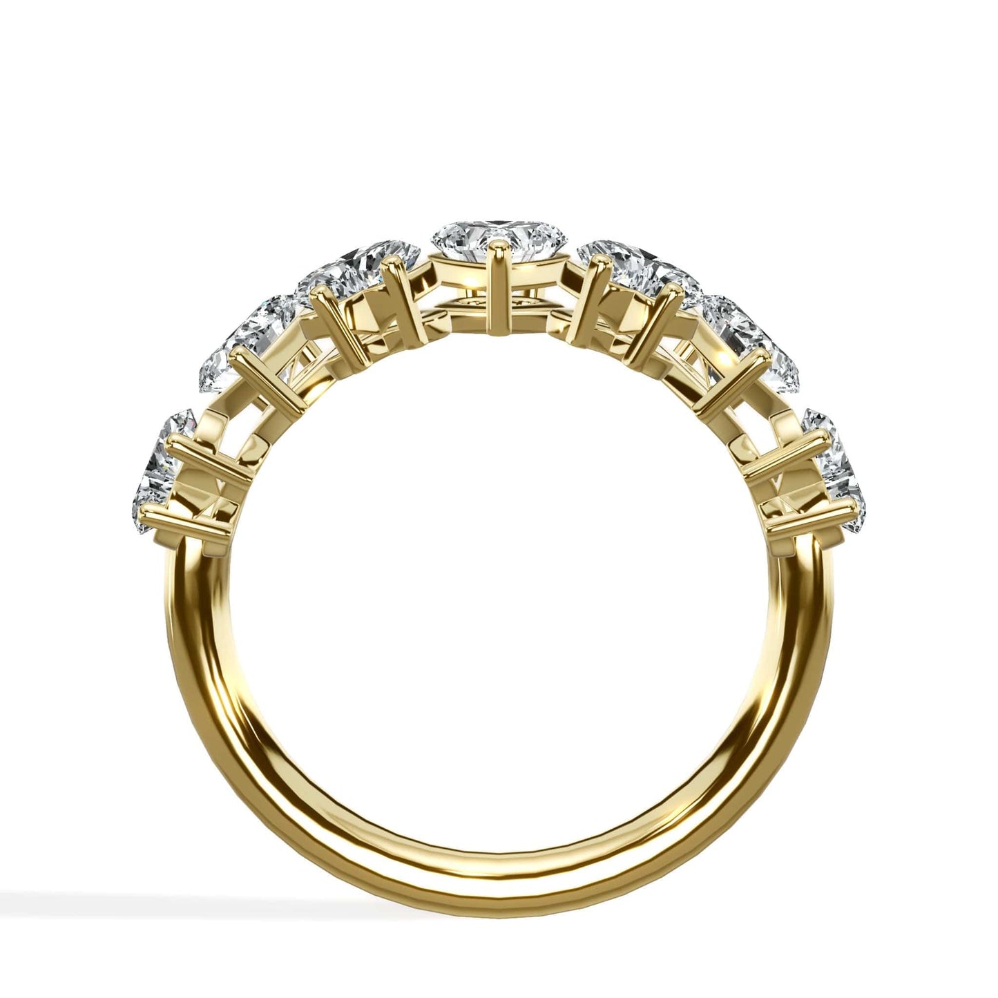 Gold ring with seven diamonds.