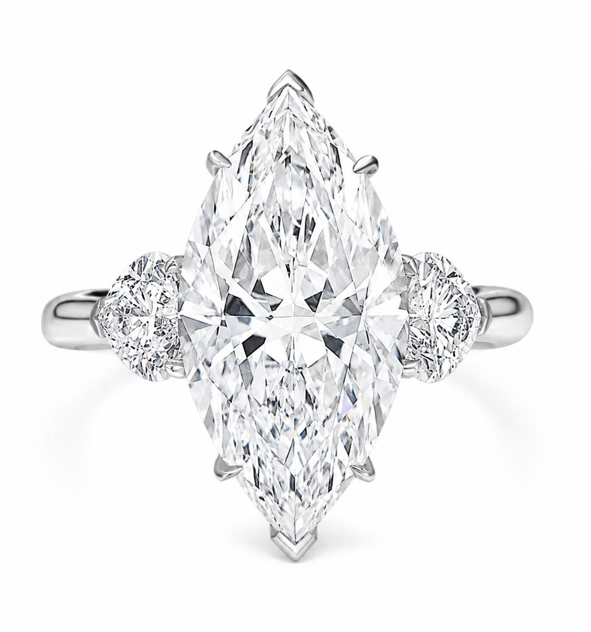 12.27 Carats Marquise with Heart Side Stones Lab Grown Diamond Engagement Ring Platinum