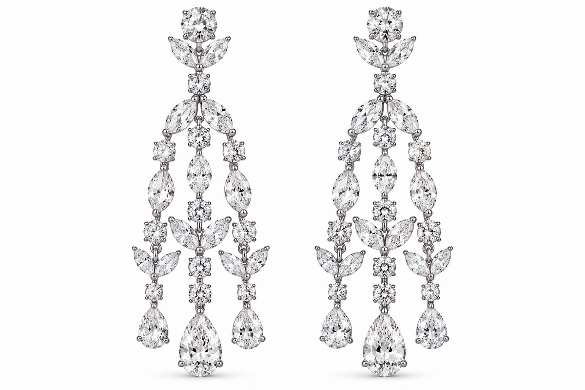 10.55 Carat Diamond Chandelier Earrings 14K White Gold