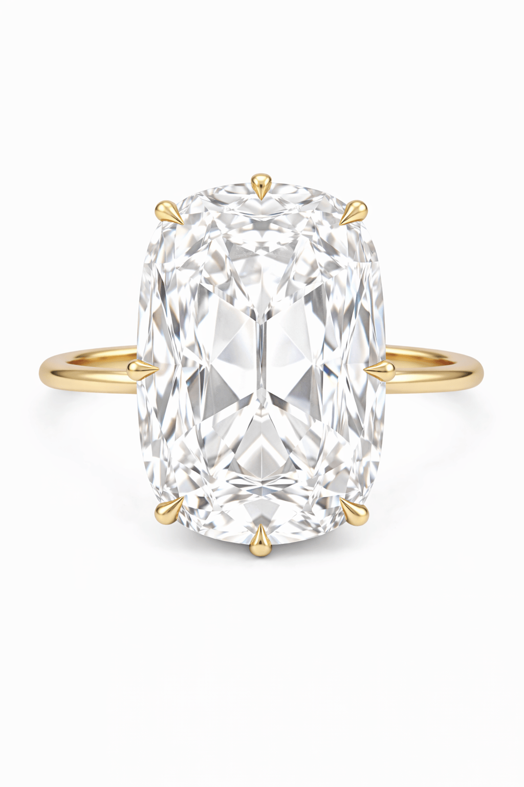 10.31 Carat Lab Grown Elongated Old Mine Cut Diamond Solitaire Engagement Ring