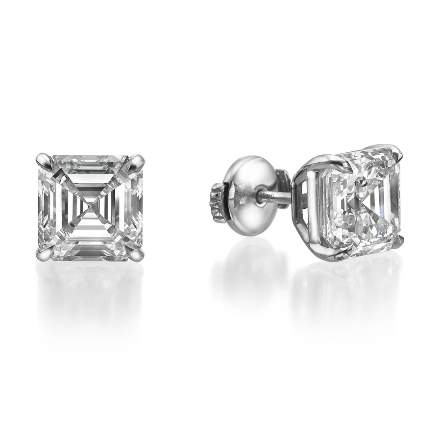 10.14 Ct Lab Grown Asscher Cut Diamond Stud Earrings