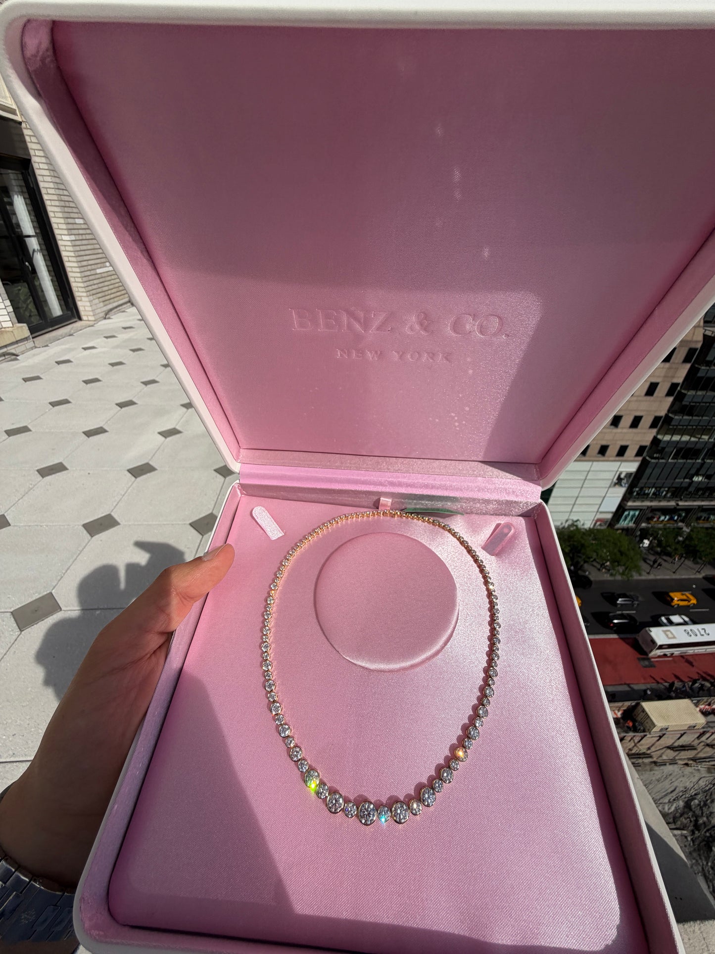 17.50 ct Graduated Round Diamond Bezel Set Tennis Necklace in 14k Yellow Gold