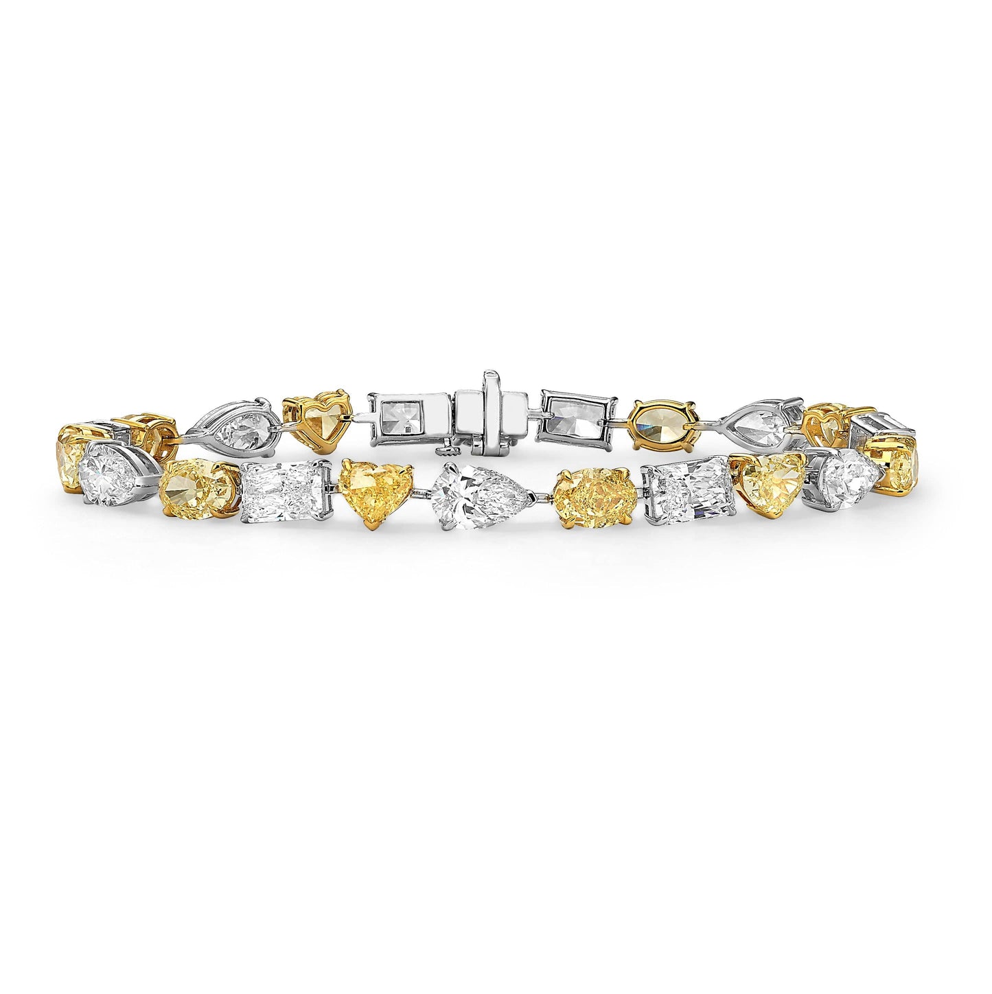 19.55ct Multi Shape Fancy Yellow and Colorless Diamond Tennis Bracelet