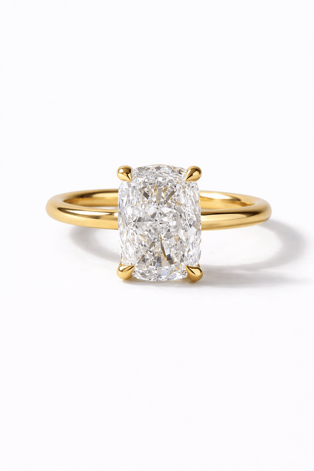 1.15 Carats Elongated Cushion Cut Hidden Halo Natural Diamond Engagement Ring Yellow Gold