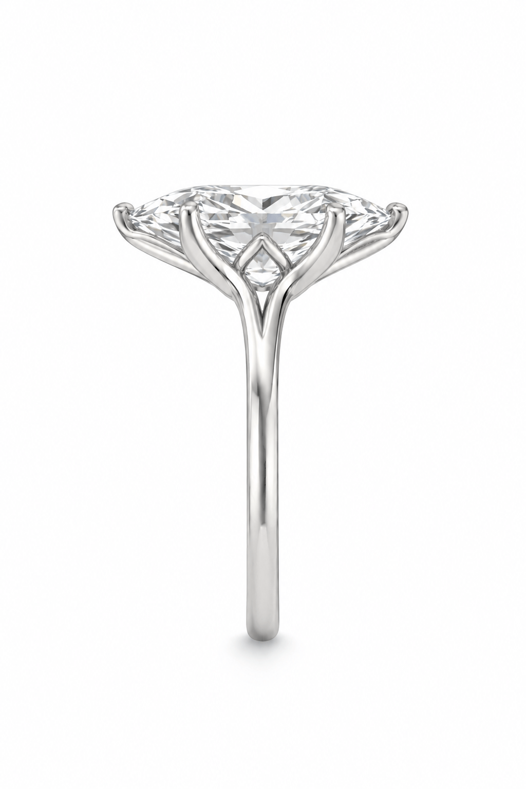 2 Carat Lab Grown Marquise Cut Diamond Split Shank Floral Solitaire Engagement Ring White Gold