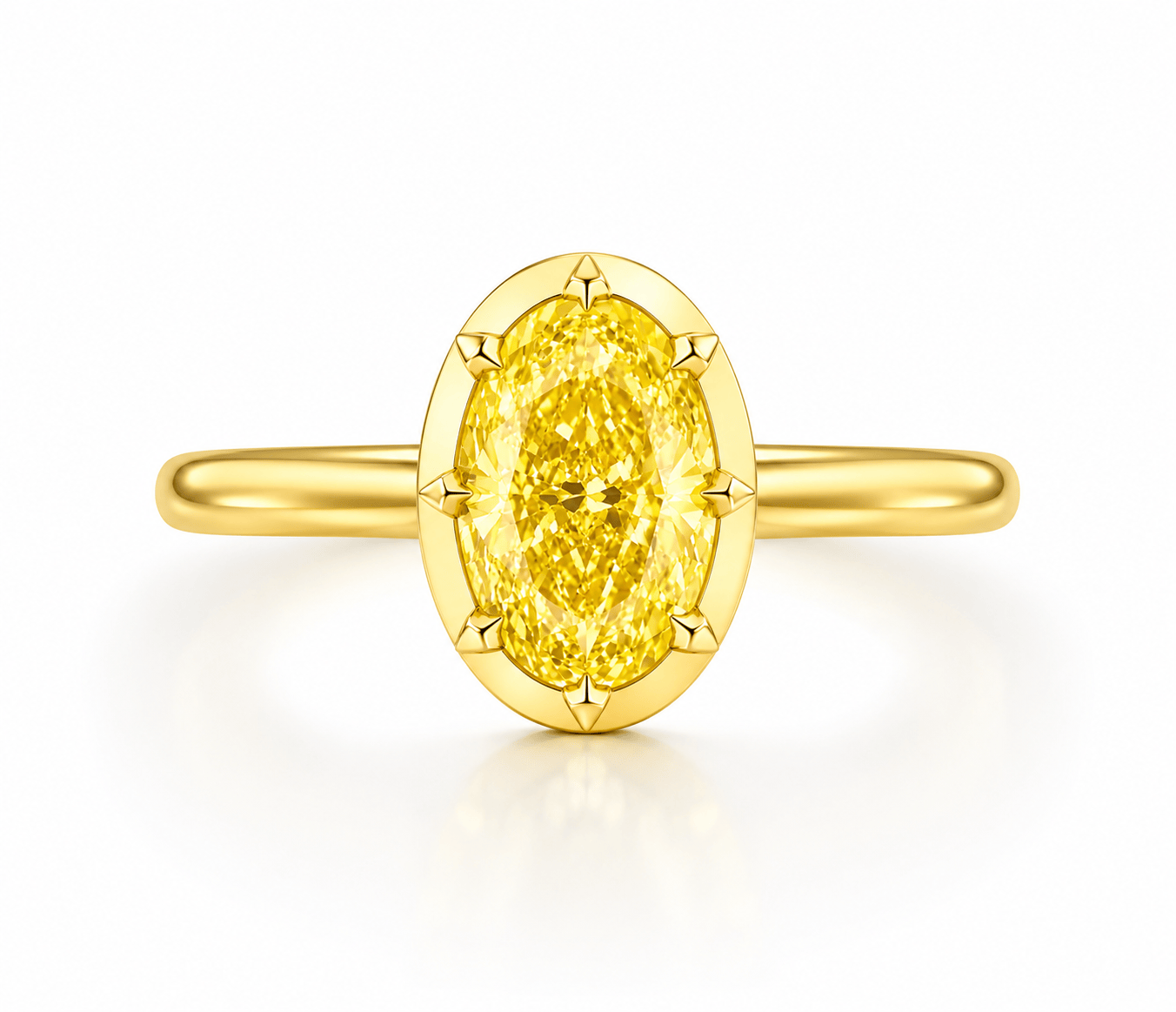 2 Carat Oval Cut Fancy Vivid Yellow Lab Grown Diamond Solitaire Button Back Engagement Ring